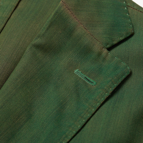 BOGLIOLI Milano "K.Jacket" Green Herringbone Wool Unlined Jacket EU 50 NEW US 40