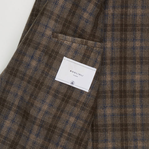 BOGLIOLI "K. Jacket" Gray Plaid Cashmere-Wool-Cotton Unlined Jacket 50 NEW US 40