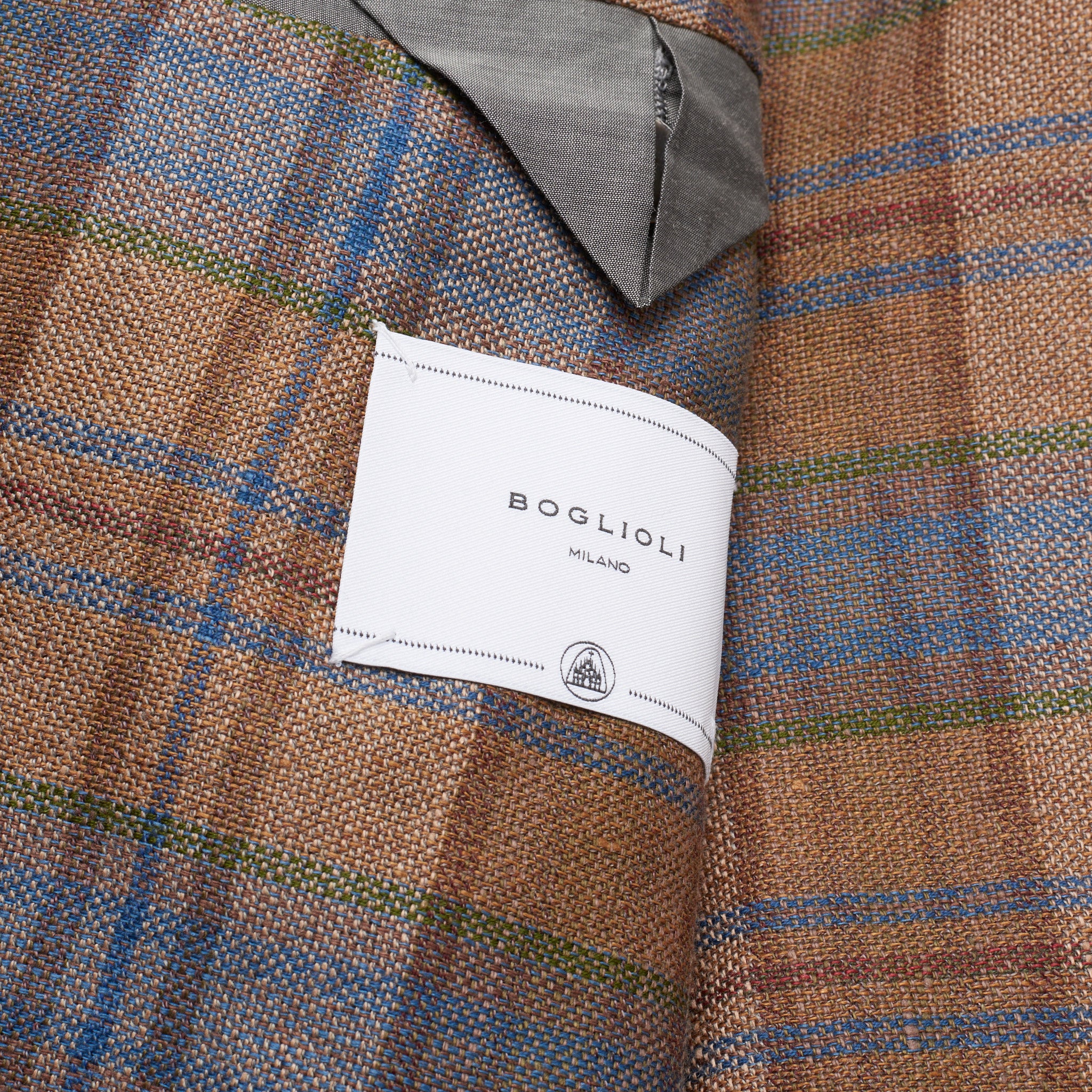 BOGLIOLI "K. Jacket" Plaid Linen-Wool Unlined Peak Lapel Jacket EU 48 NEW US 38 BOGLIOLI