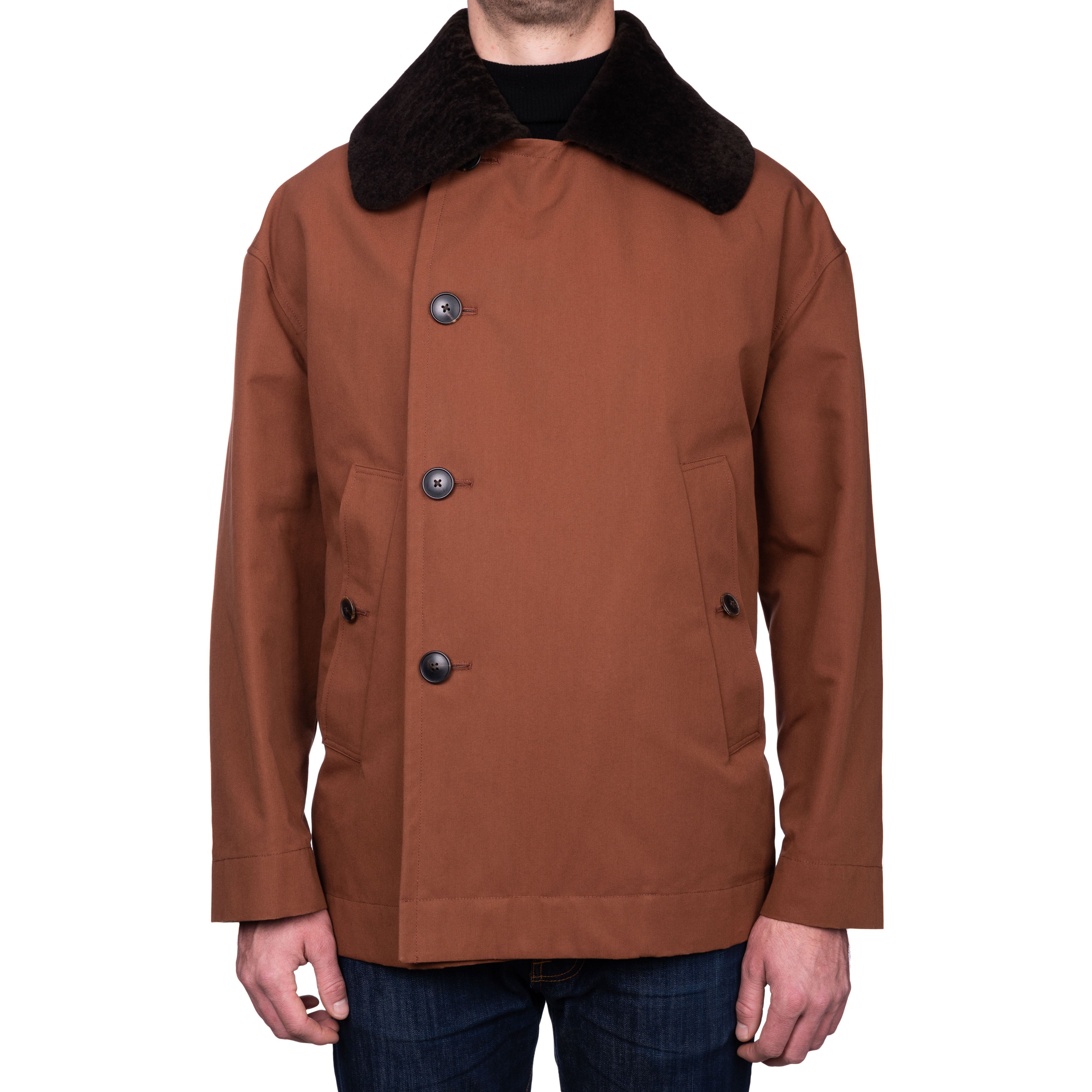 BOGLIOLI Milano "Wear" Brown Cotton Blend Pea Coat NEW US 48 / 4XL BOGLIOLI