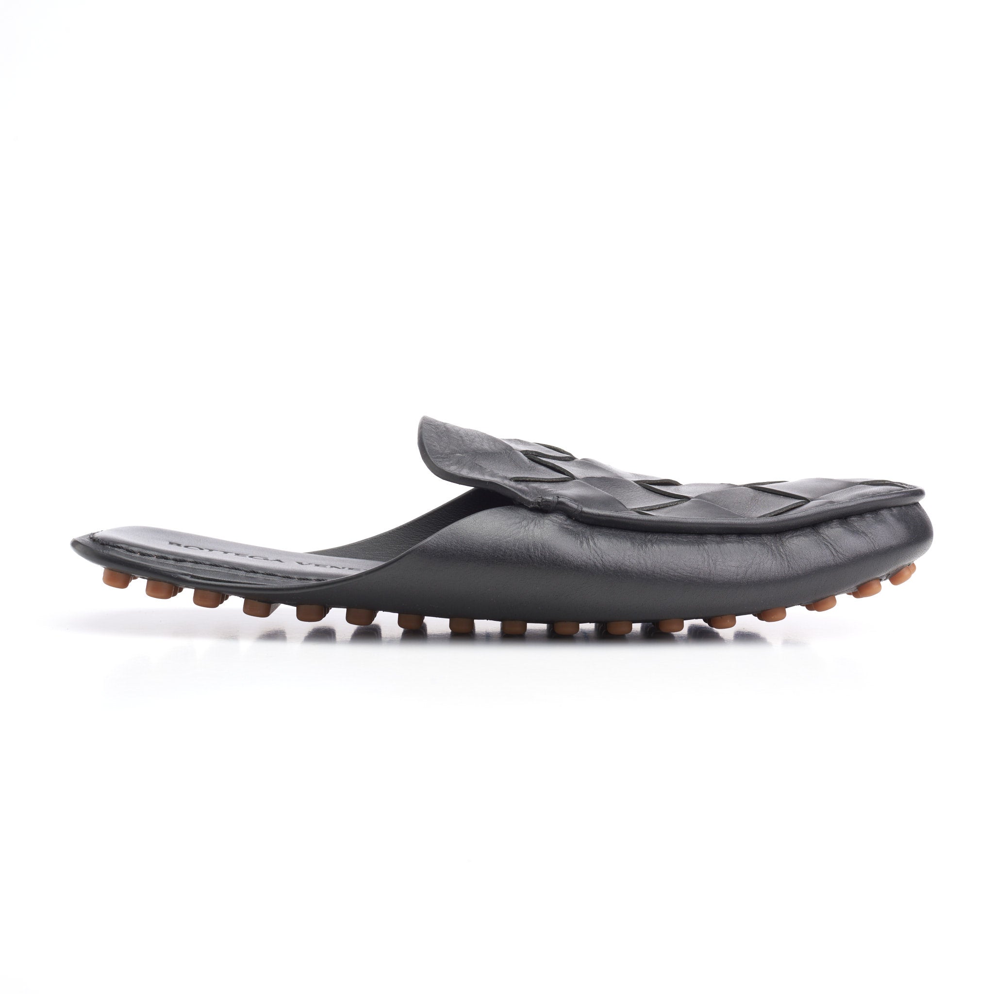 BOTTEGA VENETA Black Woven Calfskin Leather Slipper Shoes EU 39.5 NEW US 6.5