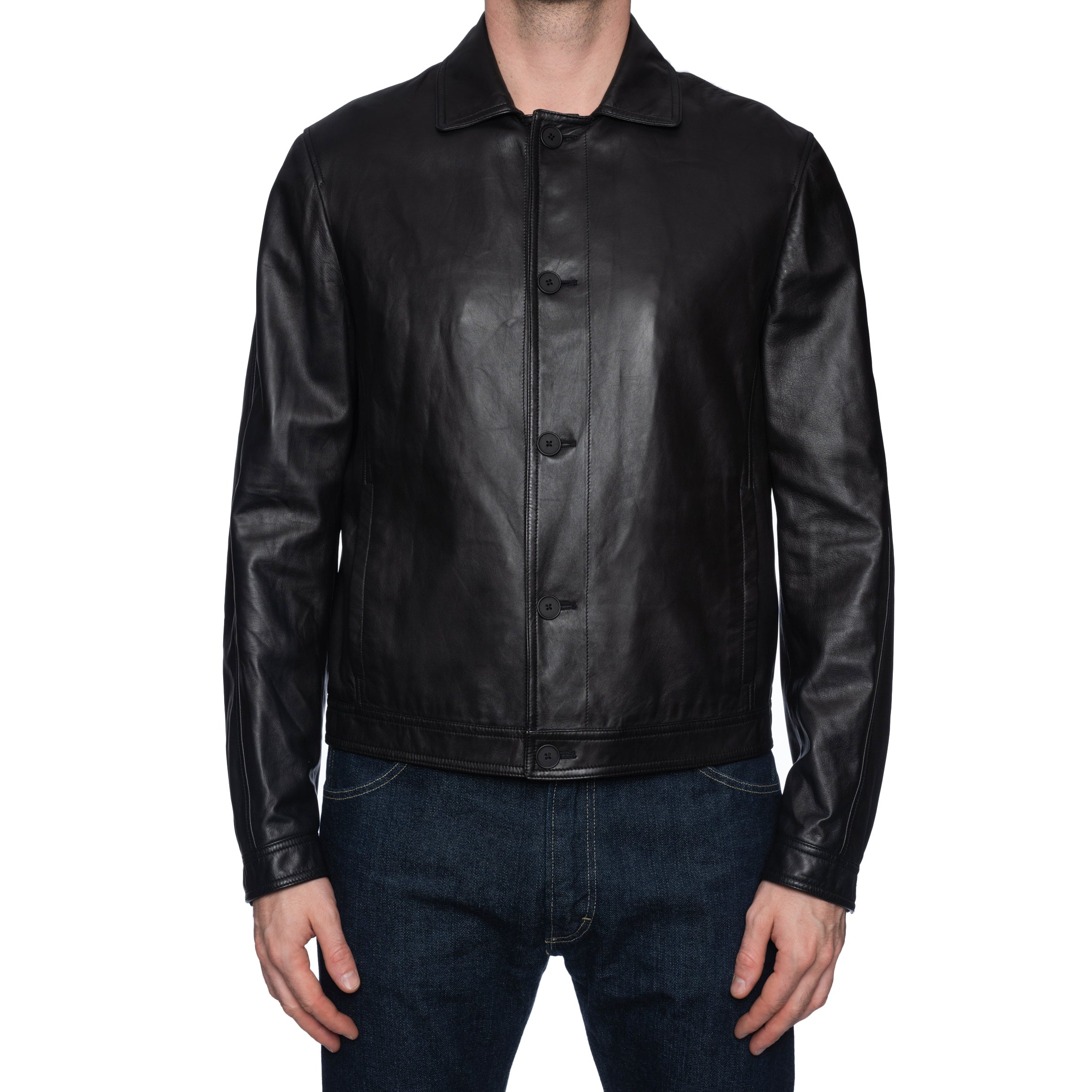 BOTTEGA VENETA Black Sheepskin Leather Blouson Jacket EU 50 NEW US M BOTTEGA VENETA