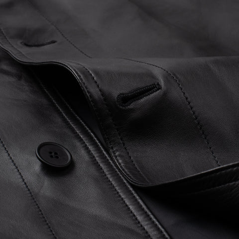 BOTTEGA VENETA Black Sheepskin Leather Blouson Jacket EU 50 NEW US M