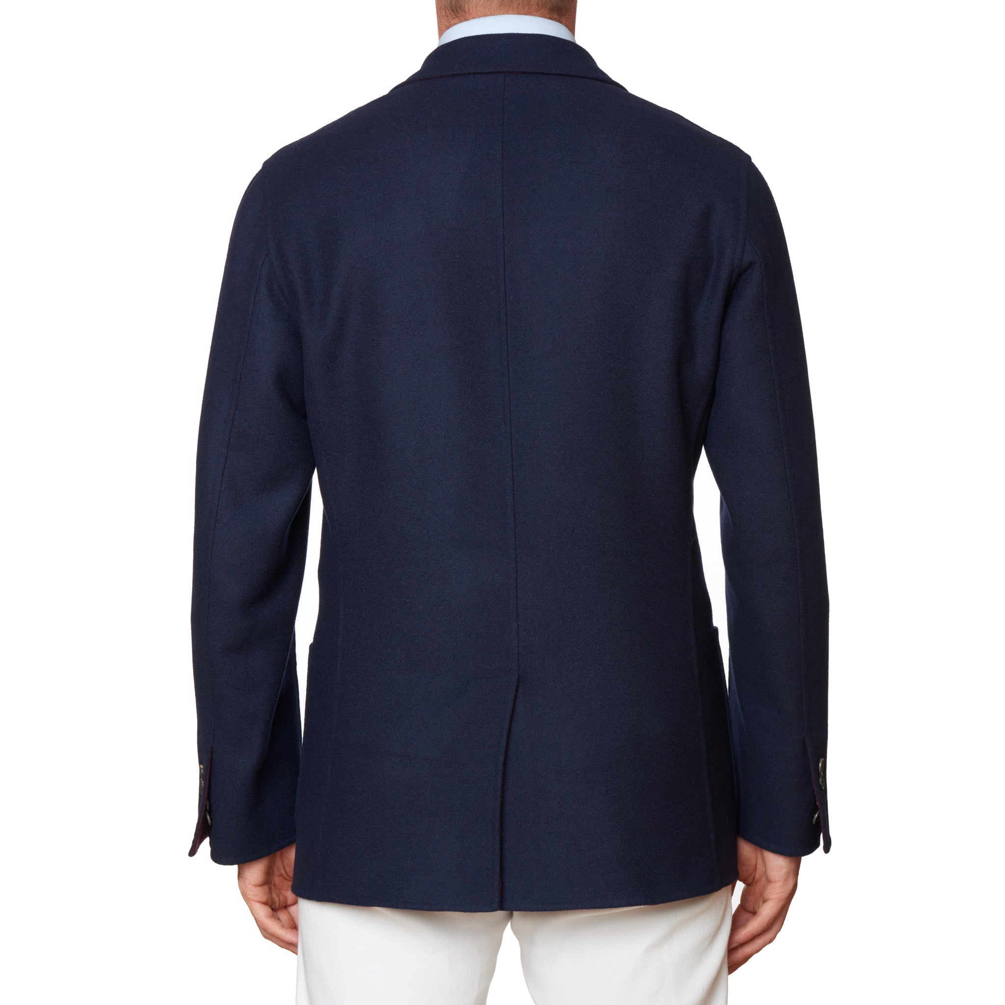 BRIONI Handmade Navy Blue Wool-Cashmere Flannel Soft Jacket NEW US L