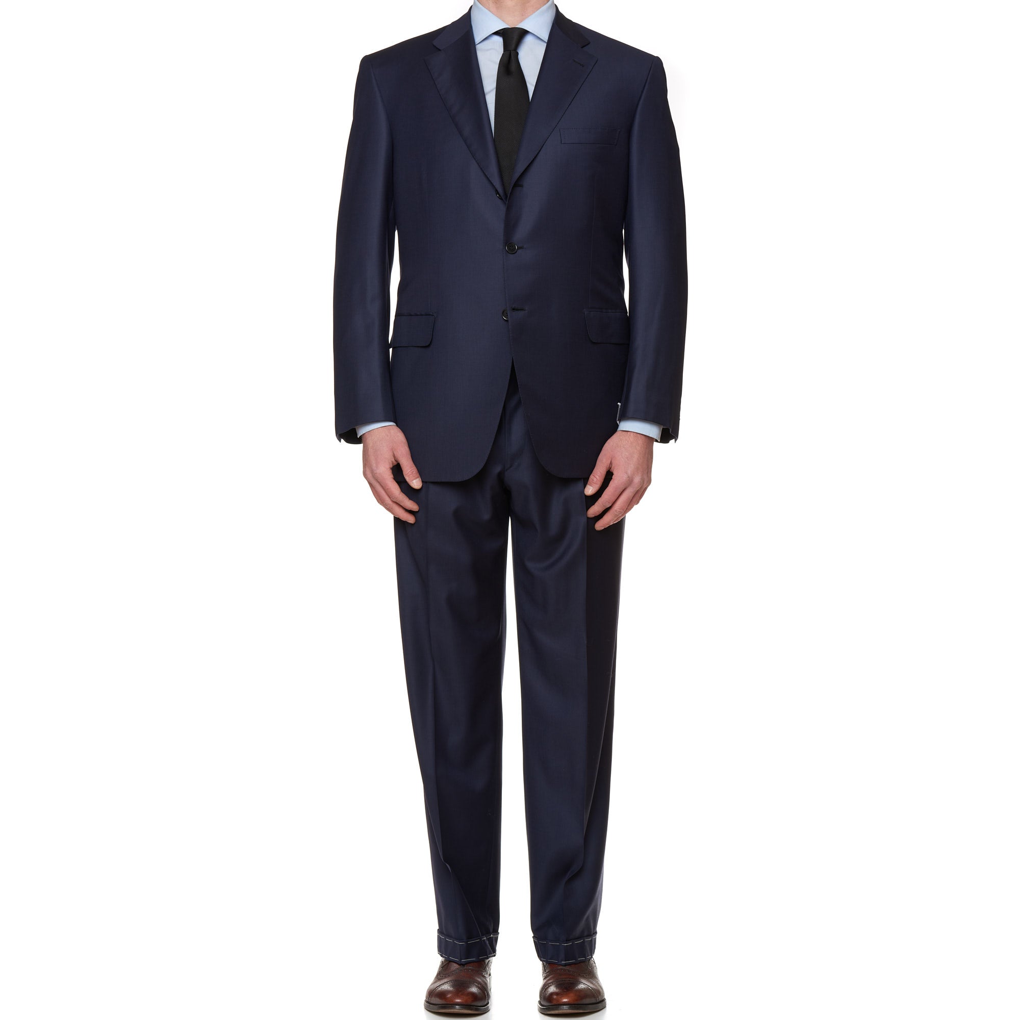 BRIONI "CHIGI" Handmade Blue Wool Super 150's Suit US 48 NEW EU 58