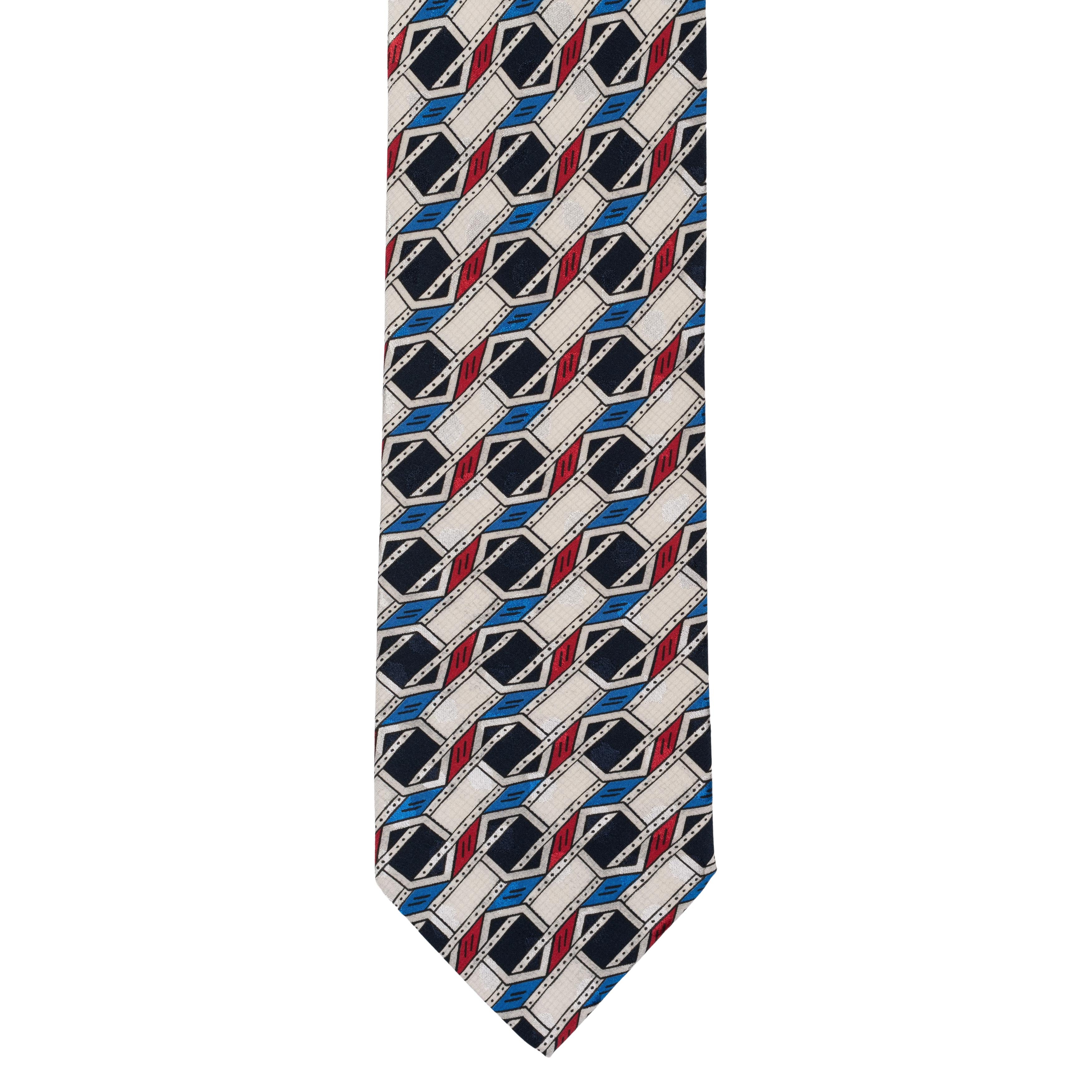 BRIONI Handmade Multi-color Geometric Silk Tie NEW BRIONI