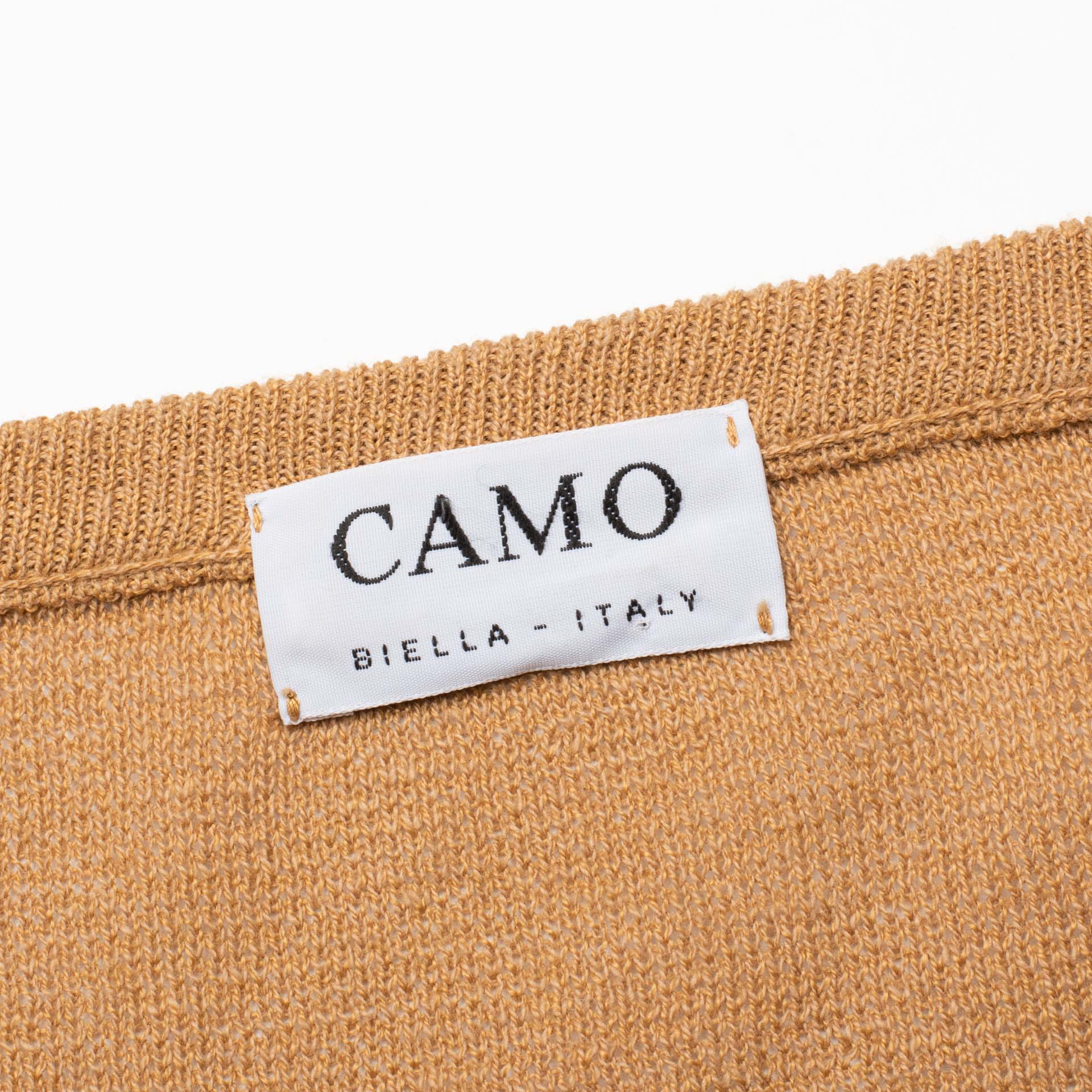 CAMO Biella Italy Tan Cotton Blend Crewneck Ribbed Sweater EU 50 NEW US M CAMO