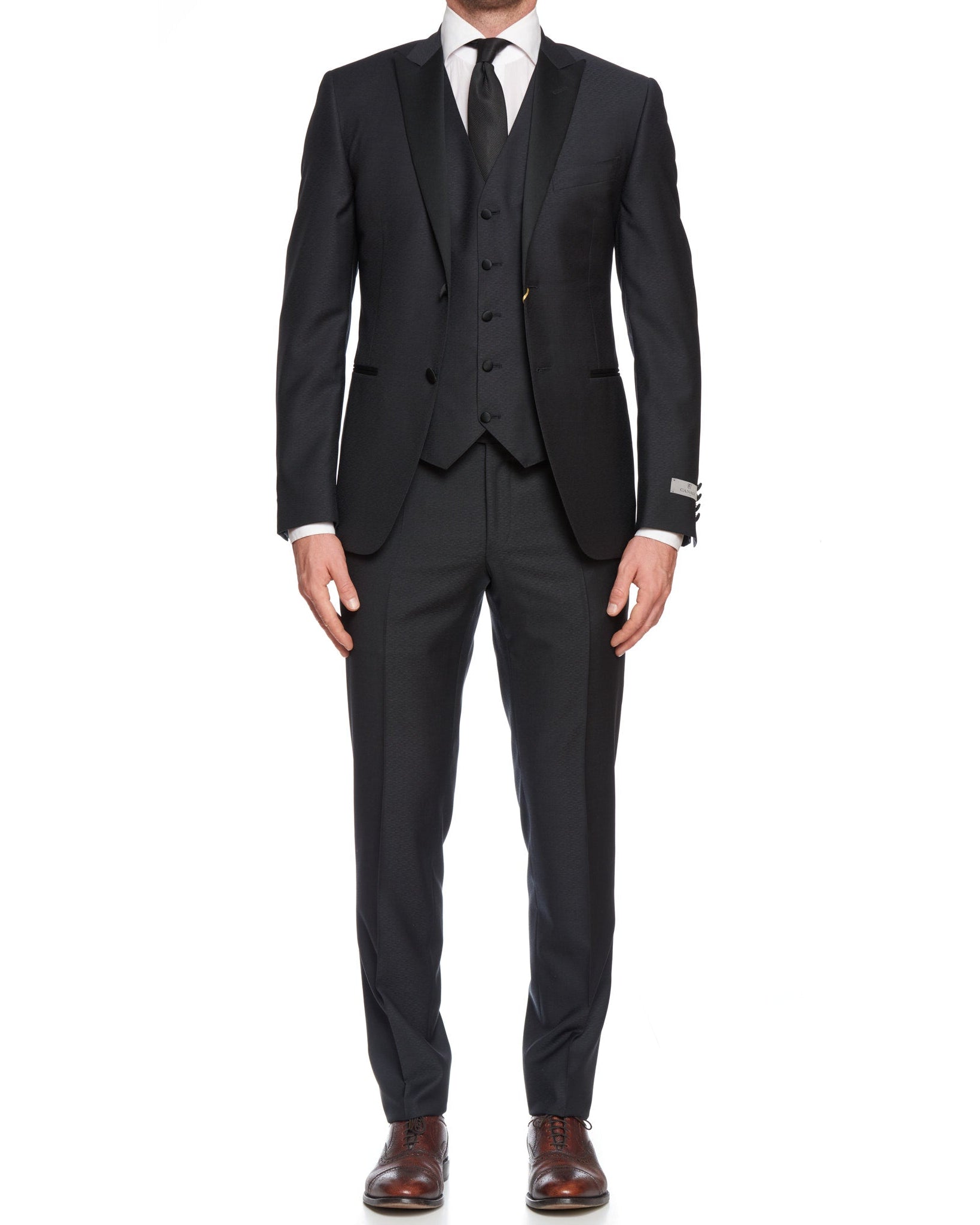 CANALI 1934 Gray Wool 3 Piece Peak Lapel Formal Suit NEW Current Model Slim Fit CANALI