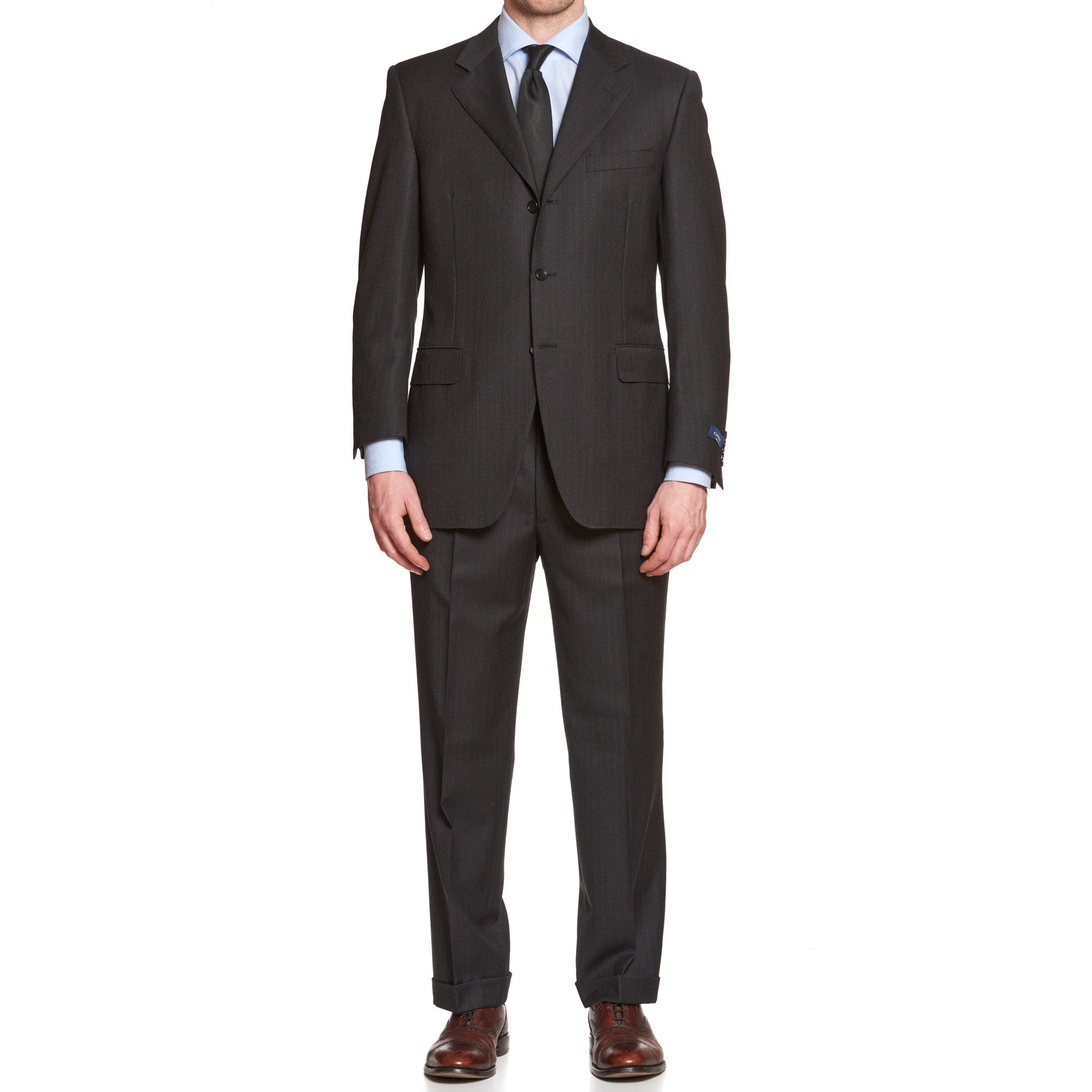 CANALI Dark Gray Striped Wool Super 120's Suit EU 50 NEW US 40