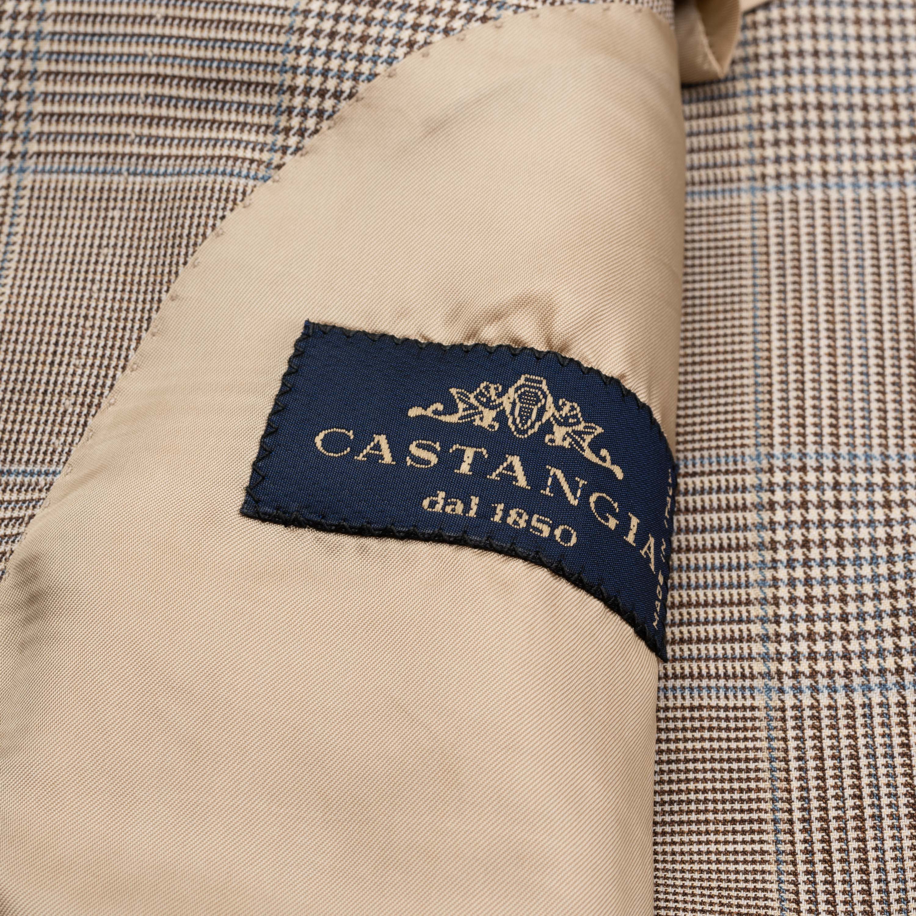 CASTANGIA 1850 Beige Prince of Wales Wool Super 100's Sport Coat Jacket NEW