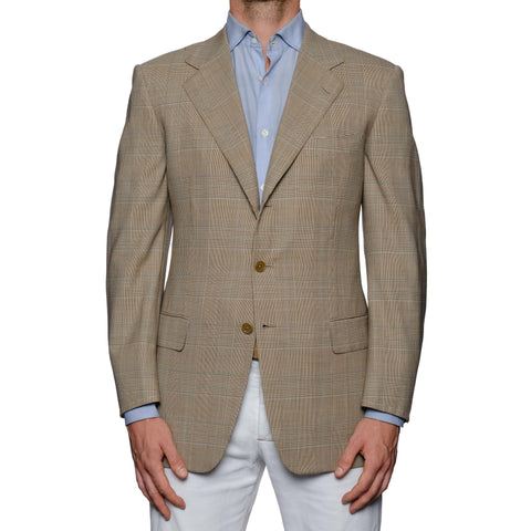 CASTANGIA 1850 Beige Prince of Wales Wool Super 100's Sport Coat Jacket NEW