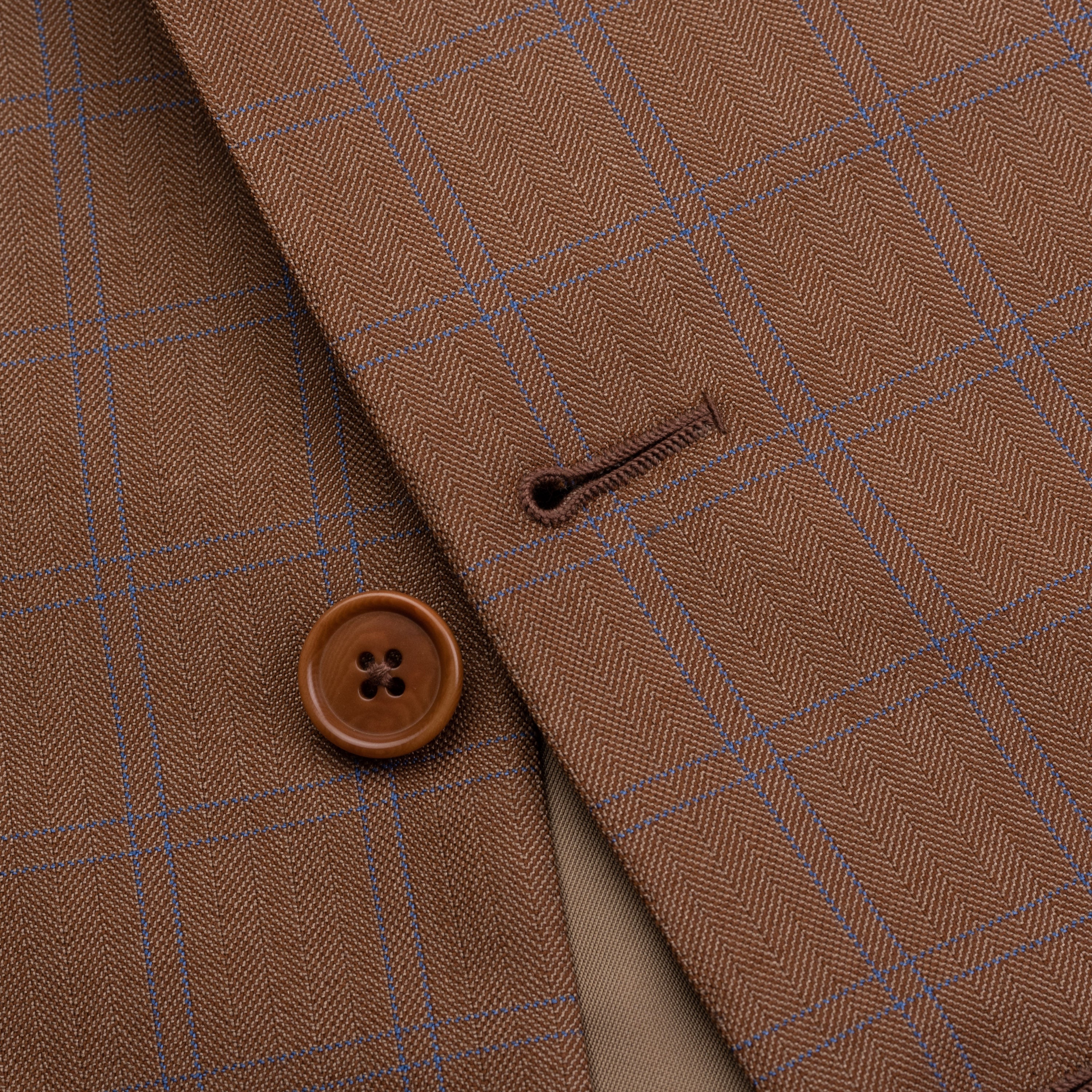 CASTANGIA 1850 Brown Herringbone Plaid Wool-Silk 4 Button Jacket NEW CASTANGIA