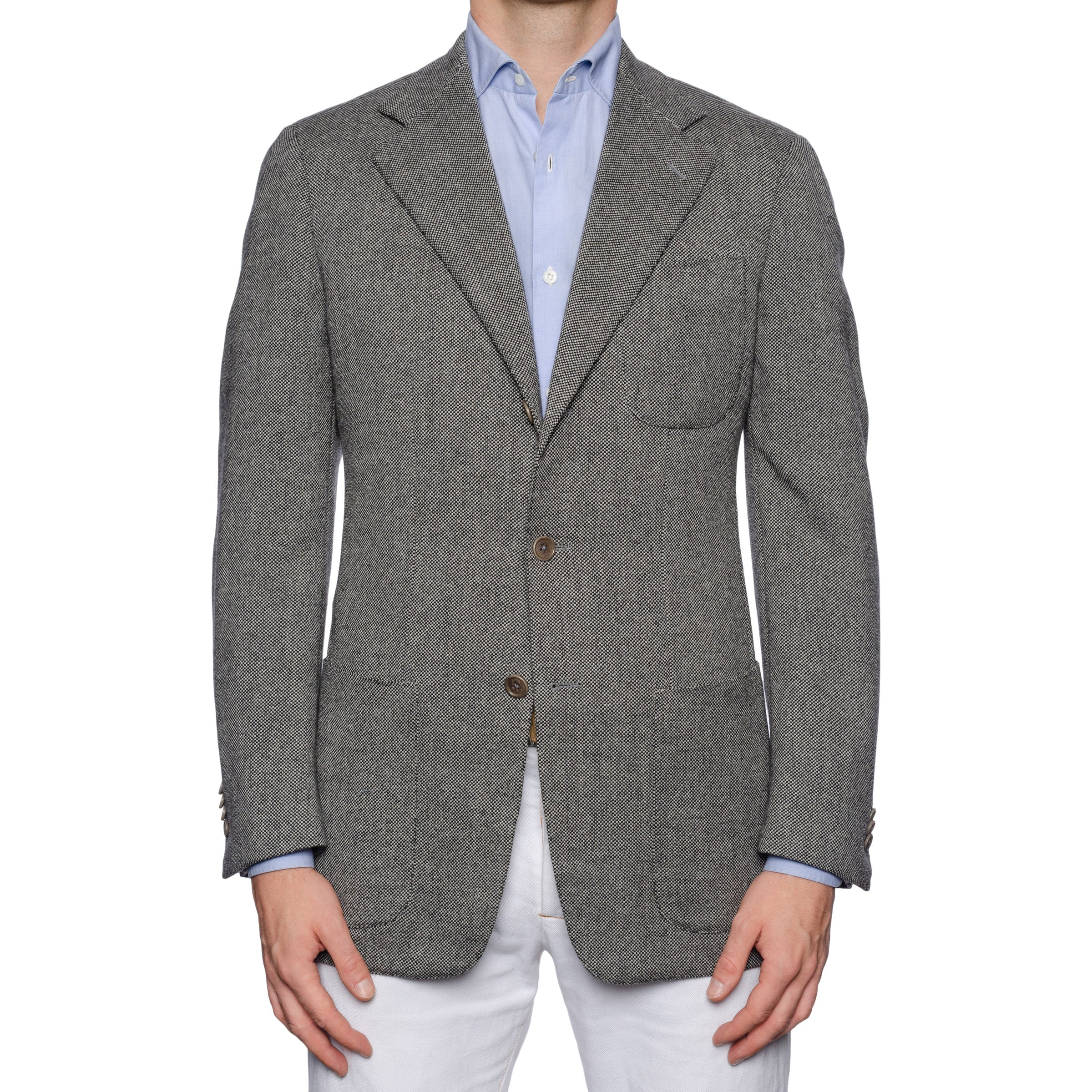 CASTANGIA 1850 Gray Micro Check Wool Flannel Unlined Sport Coat Jacket