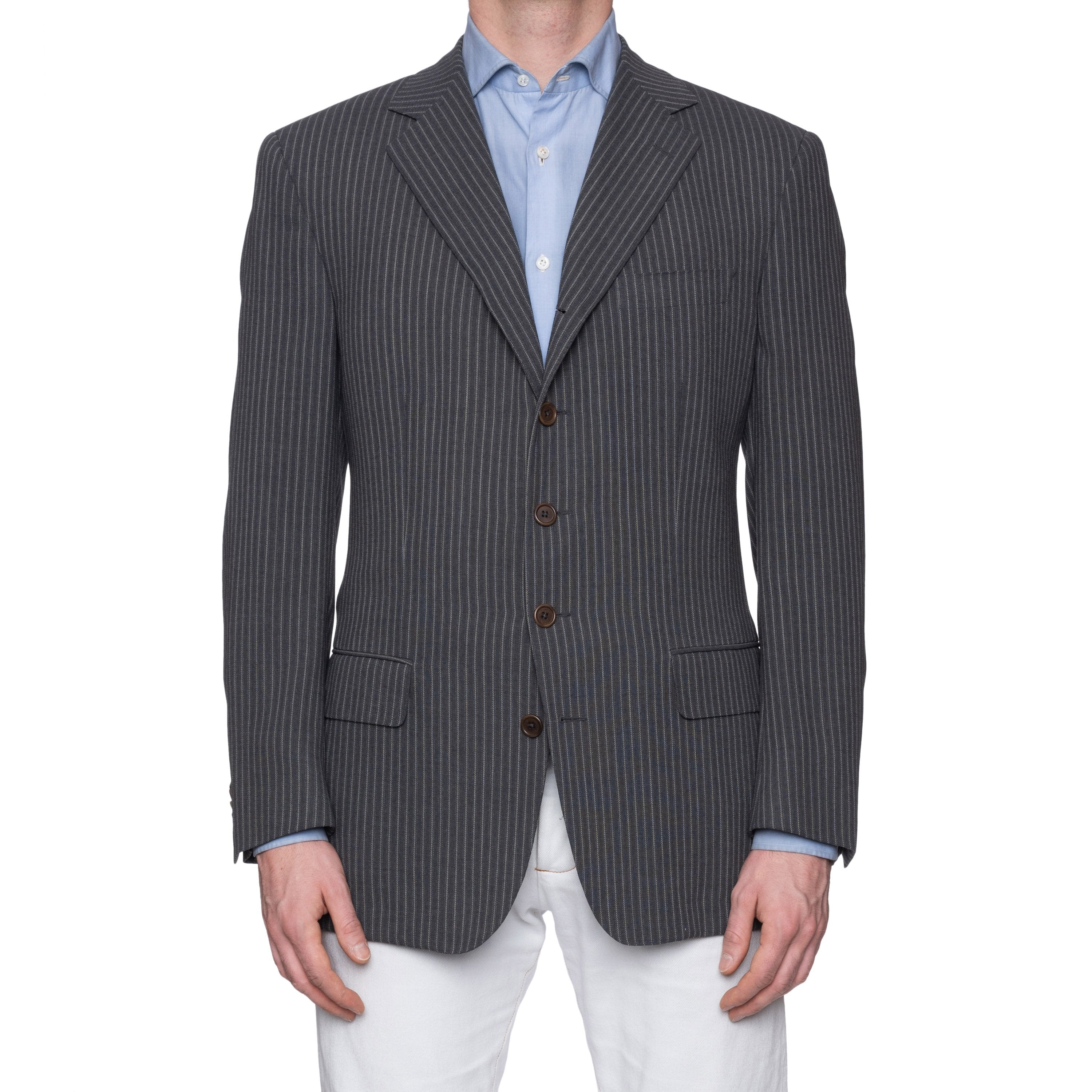 CASTANGIA 1850 Gray Striped Wool-Cotton 5 Button Jacket EU 52 NEW US 42 CASTANGIA