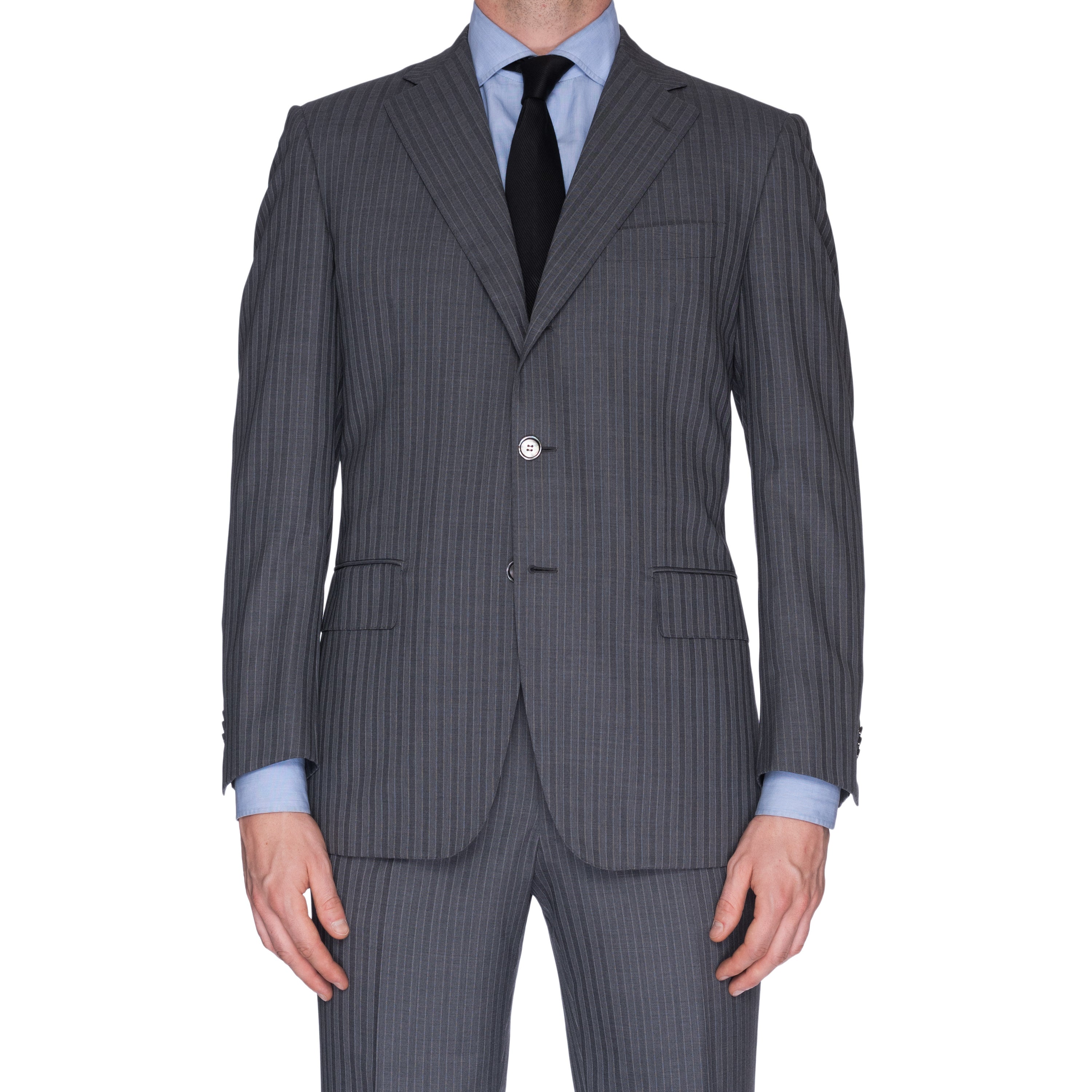 Sartoria CASTANGIA 1850 Gray Striped Wool Super 140's Suit EU 50 NEW US 40