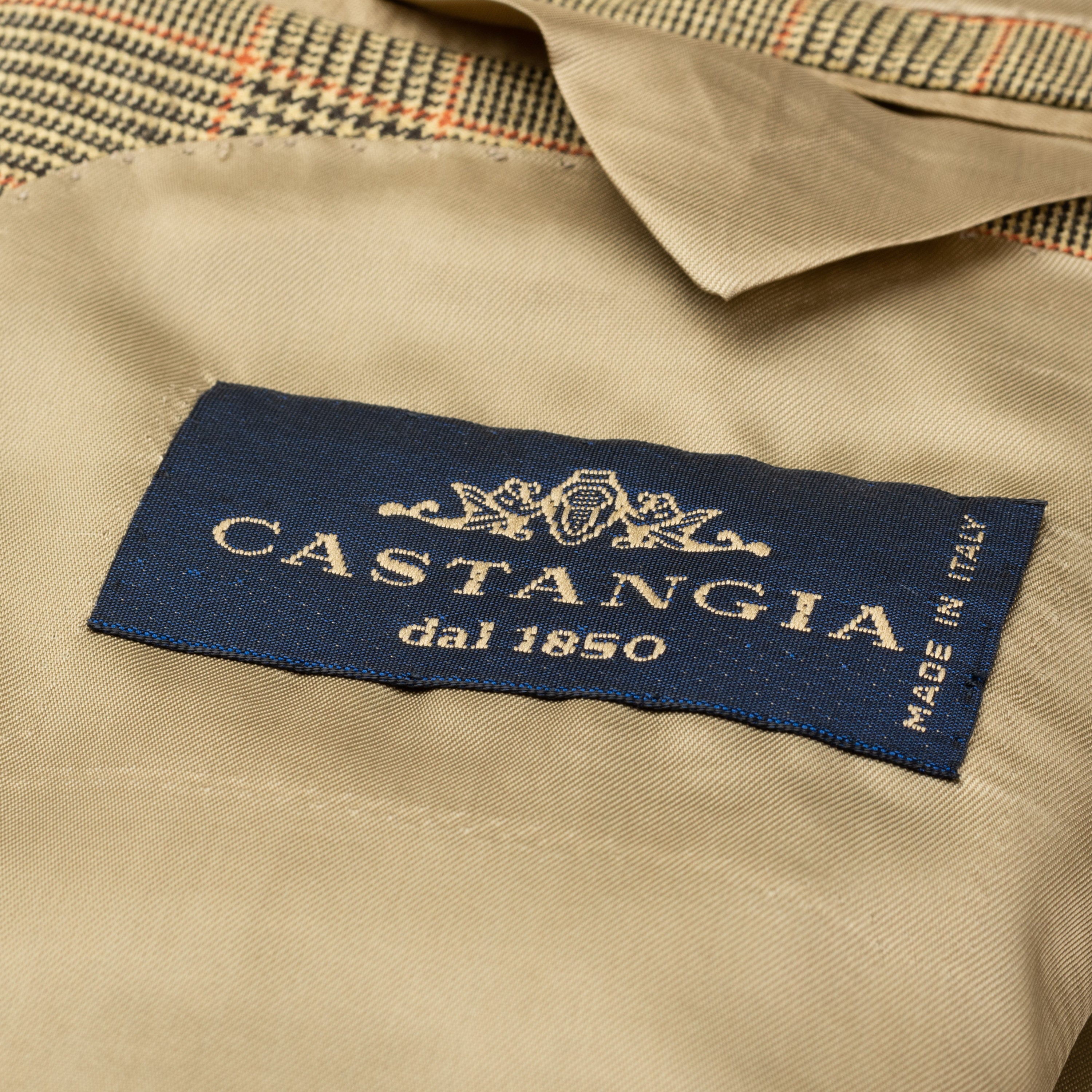 CASTANGIA 1850 Light Olive Prince of Wales Wool Sport Coat Jacket 48 NEW US 38 CASTANGIA