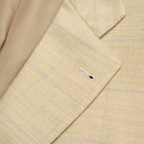CASTANGIA Tan Windowpane Australian Merino Wool Super 100's Jacket 48 NEW 38