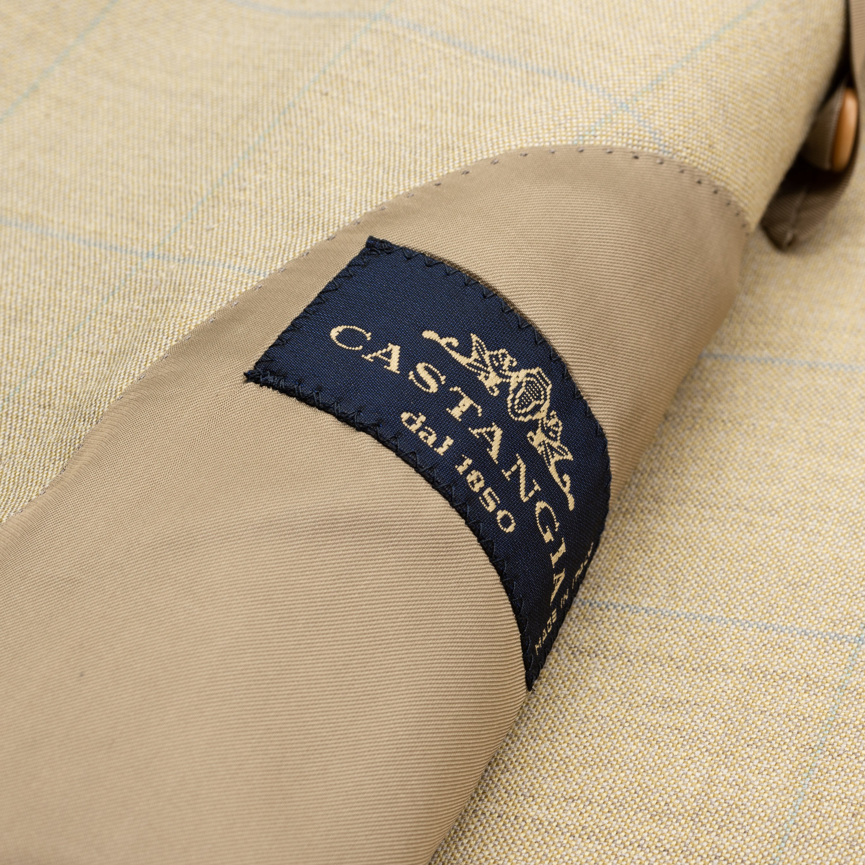 CASTANGIA Tan Windowpane Australian Merino Wool Super 100's Jacket 48 NEW 38 CASTANGIA