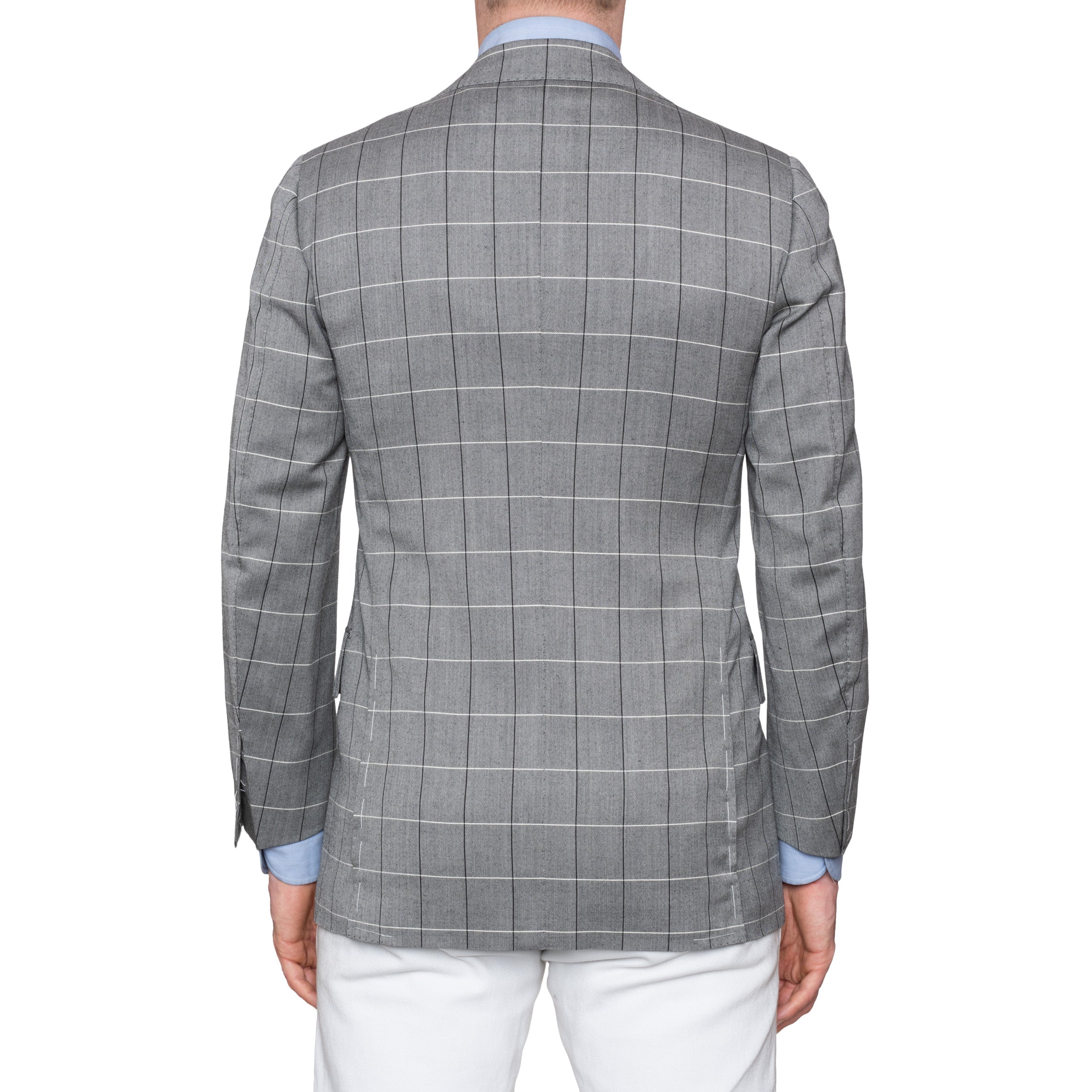 CESARE ATTOLINI Gray Herringbone Plaid Wool Super 120's Blazer Jacket 46 NEW 36 CESARE ATTOLINI