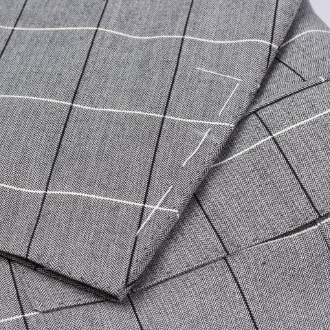 CESARE ATTOLINI Gray Herringbone Plaid Wool Super 120's Blazer Jacket 46 NEW 36
