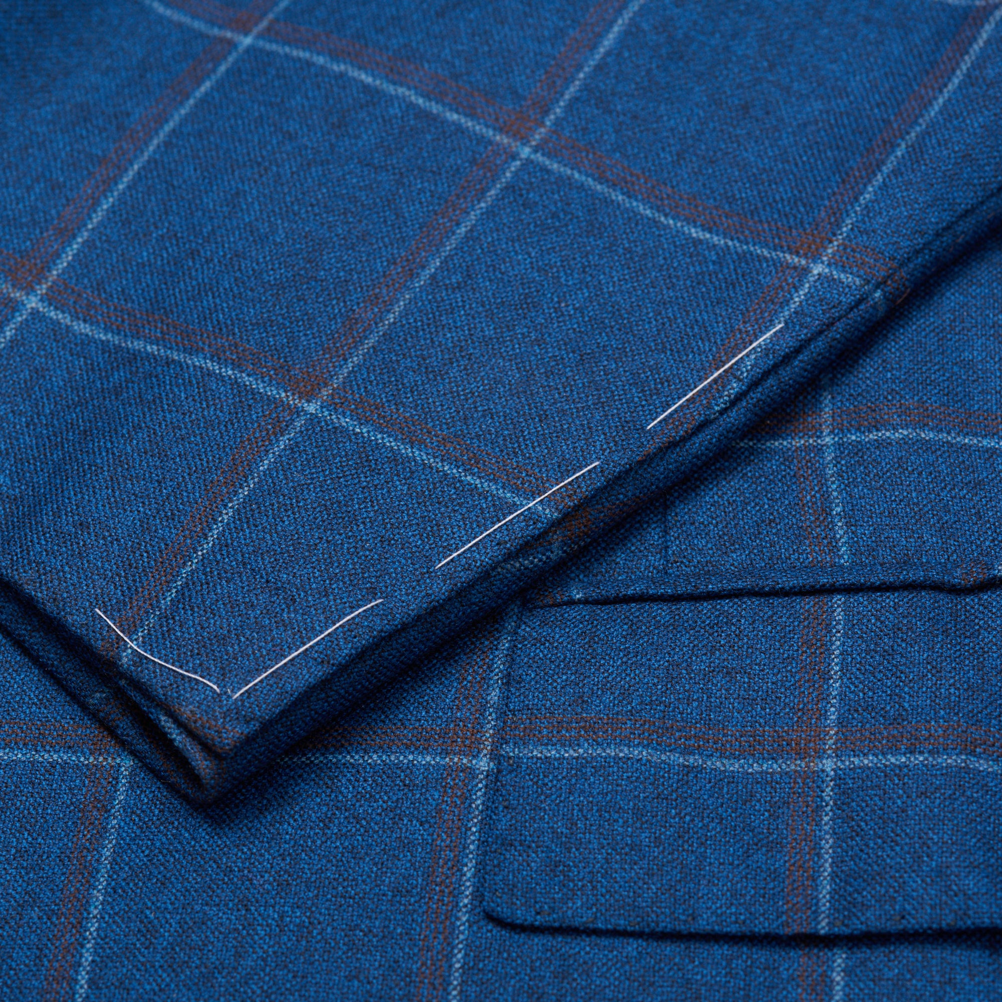 CESARE ATTOLINI Napoli Handmade Blue Plaid Wool Jacket EU 50 NEW US 40