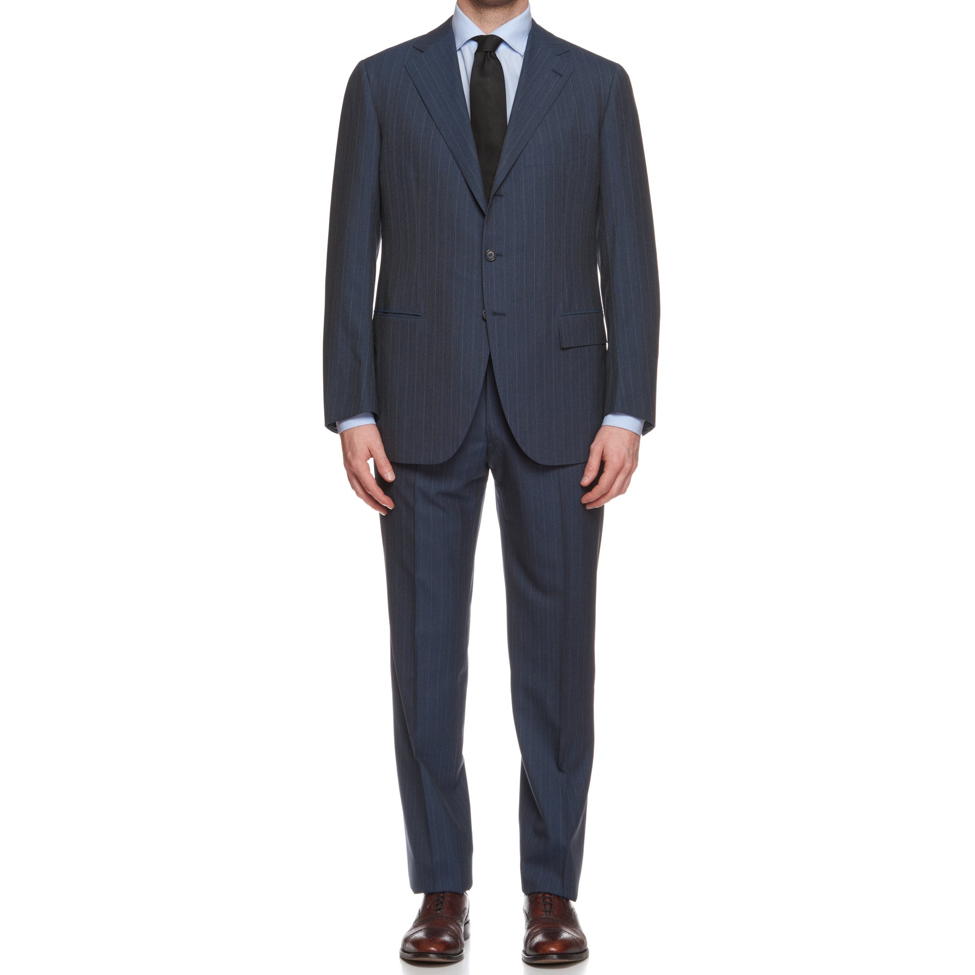 CESARE ATTOLINI Napoli Handmade Blue Striped Wool Super 120's Suit 52 NEW US 42 CESARE ATTOLINI