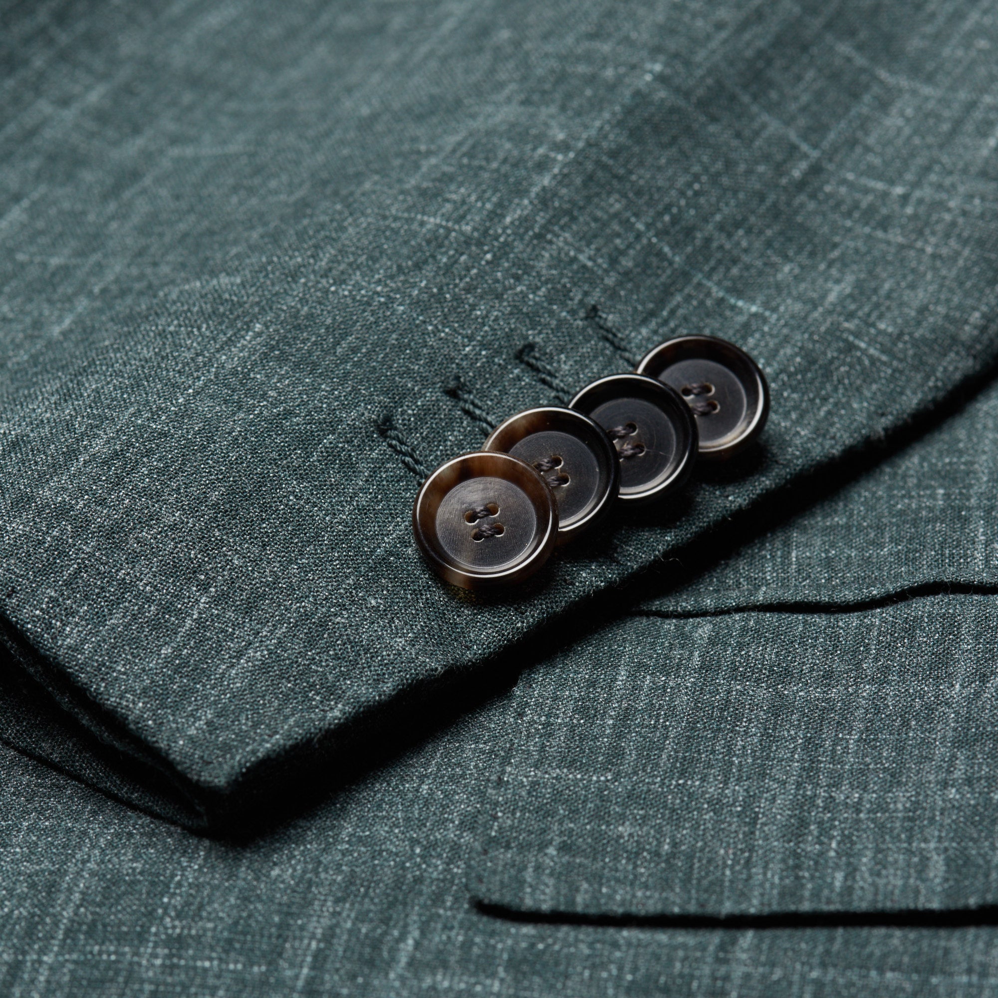 CESARE ATTOLINI Napoli Handmade Chambray Green Wool-Silk Suit NEW