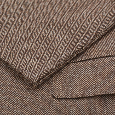 CESARE ATTOLINI Napoli Handmade Gray Herringbone Wool-Cotton Jacket NEW