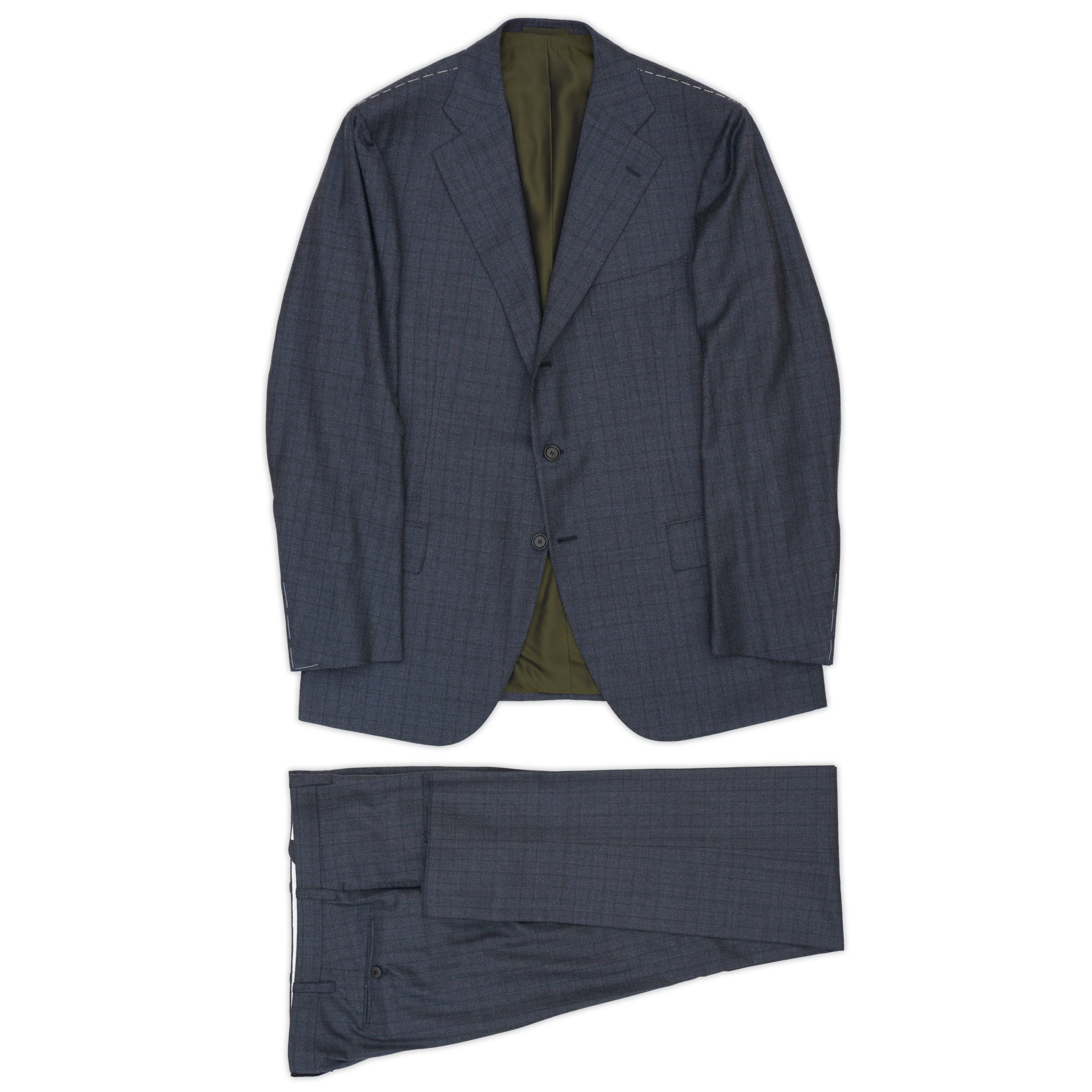 CESARE ATTOLINI Napoli Handmade Gray Plaid Wool-Silk-Cashmere Suit 54 NEW US 44 CESARE ATTOLINI