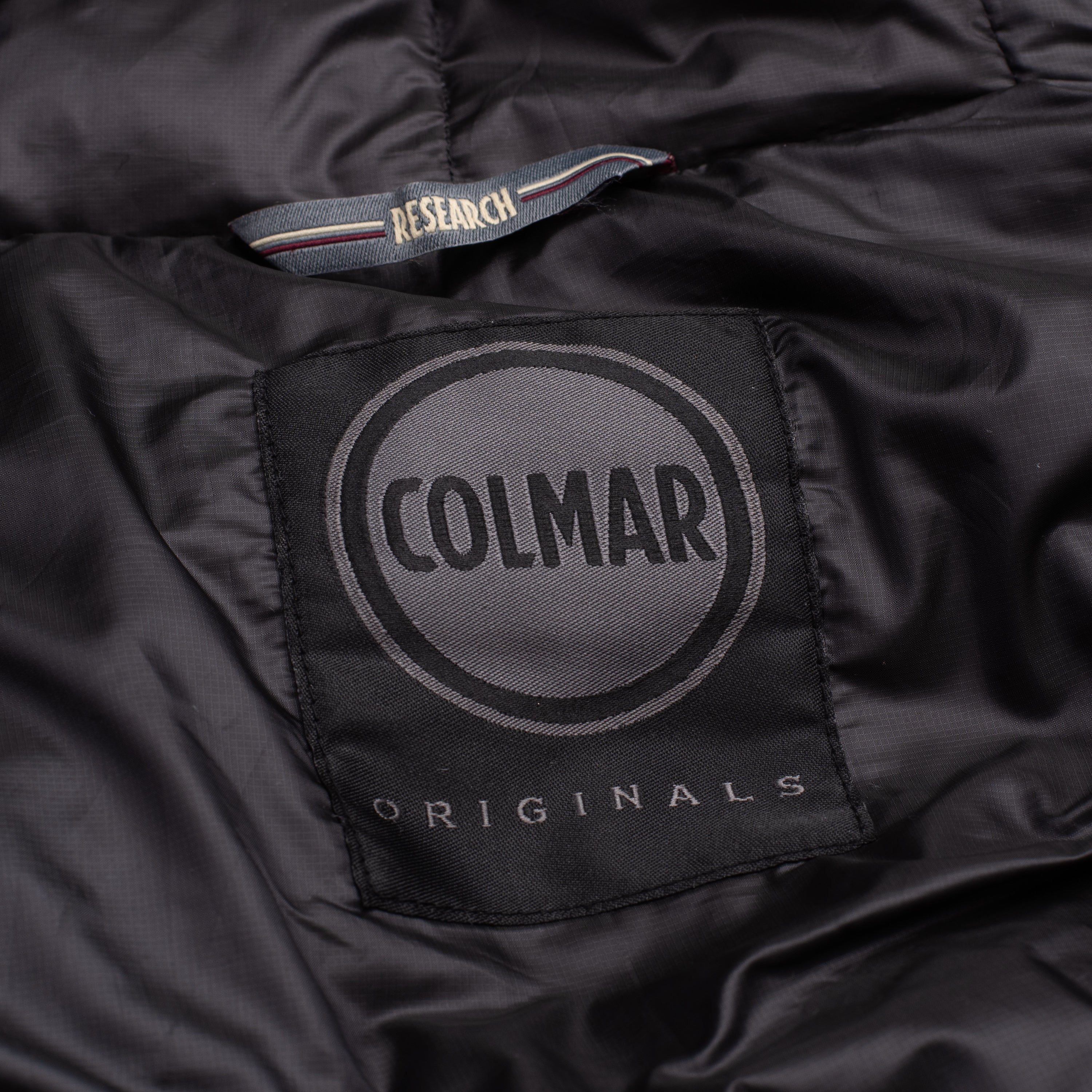COLMAR Black Down-Feather Fur Trimmed Hooded Parka Jacket Blackout NEW M