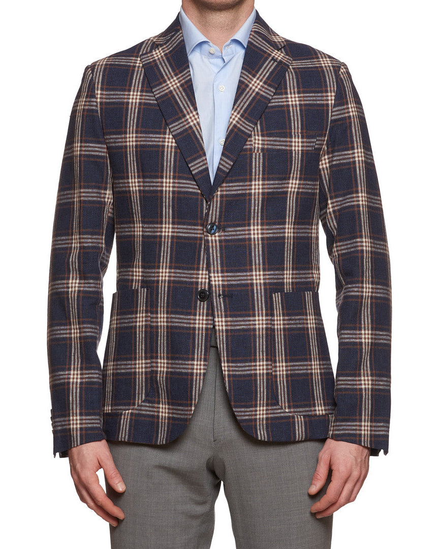 DAVID BROWN Blue Plaid Cotton-Linen Sport Coat Jacket NEW Slim fit DAVID BROWN