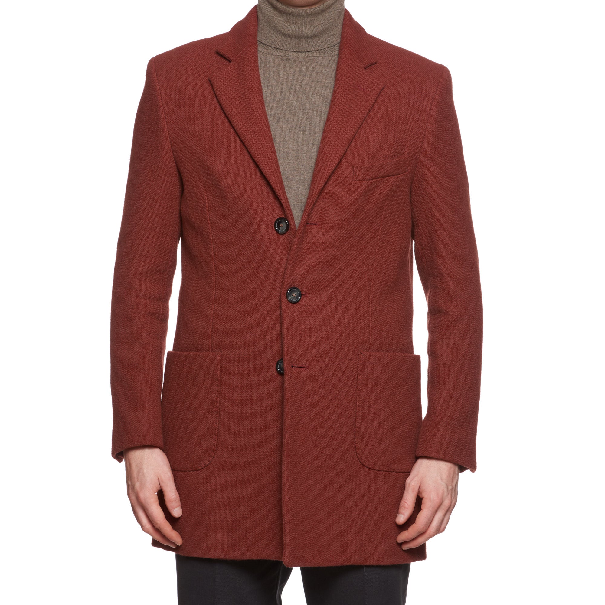 DAVID BROWN Brick Red Wool Hopsack Jacket Coat NEW Size M US 40 Slim Fit