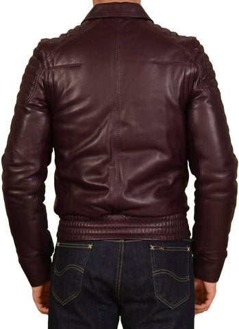 DIOR Homme Burgundy 2 In 1 Leather Padded Biker Jacket Vest 46 US XS 8H France