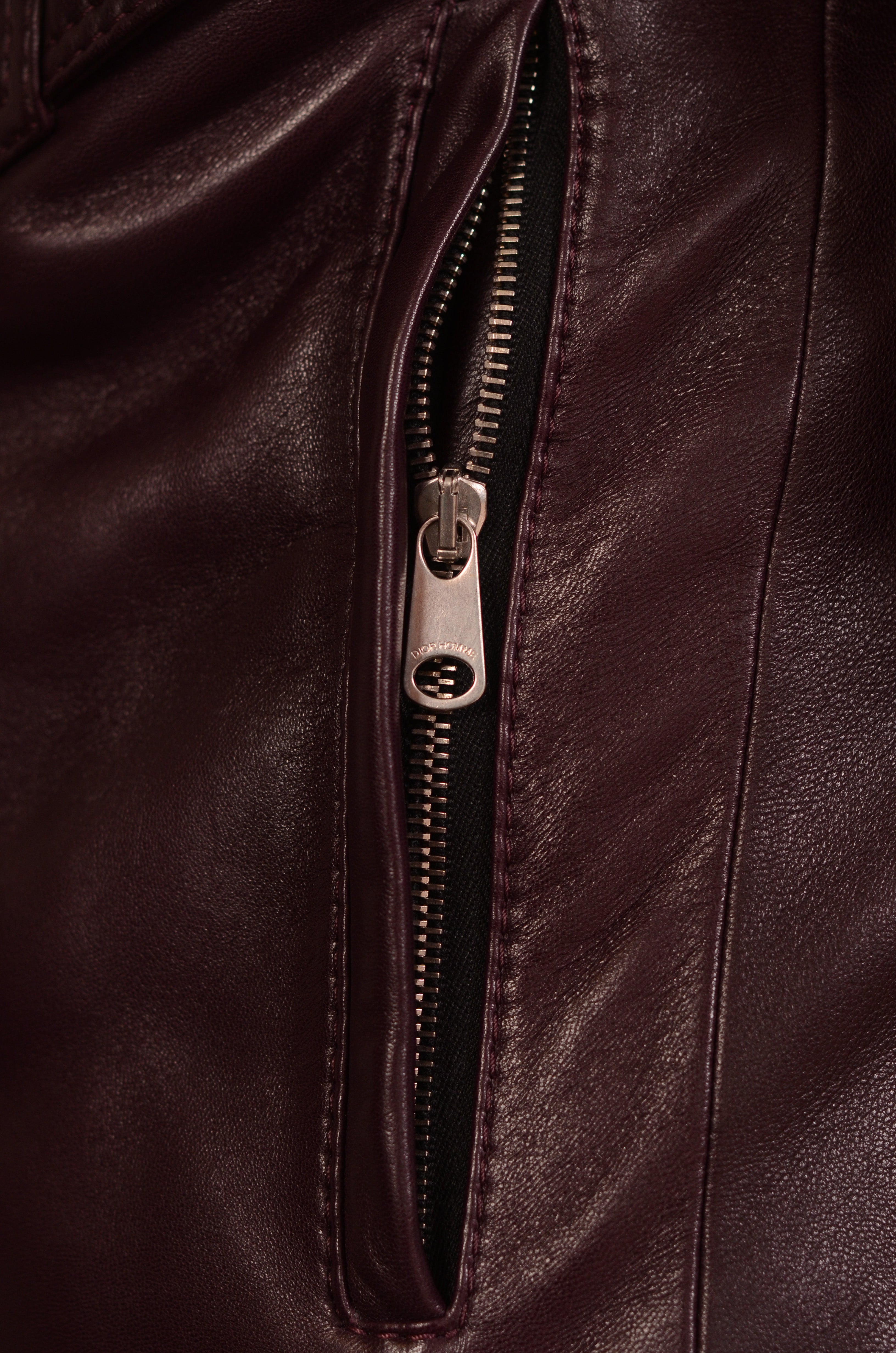 DIOR Homme Burgundy 2 In 1 Leather Padded Biker Jacket Vest 46 US XS 8H France DIOR