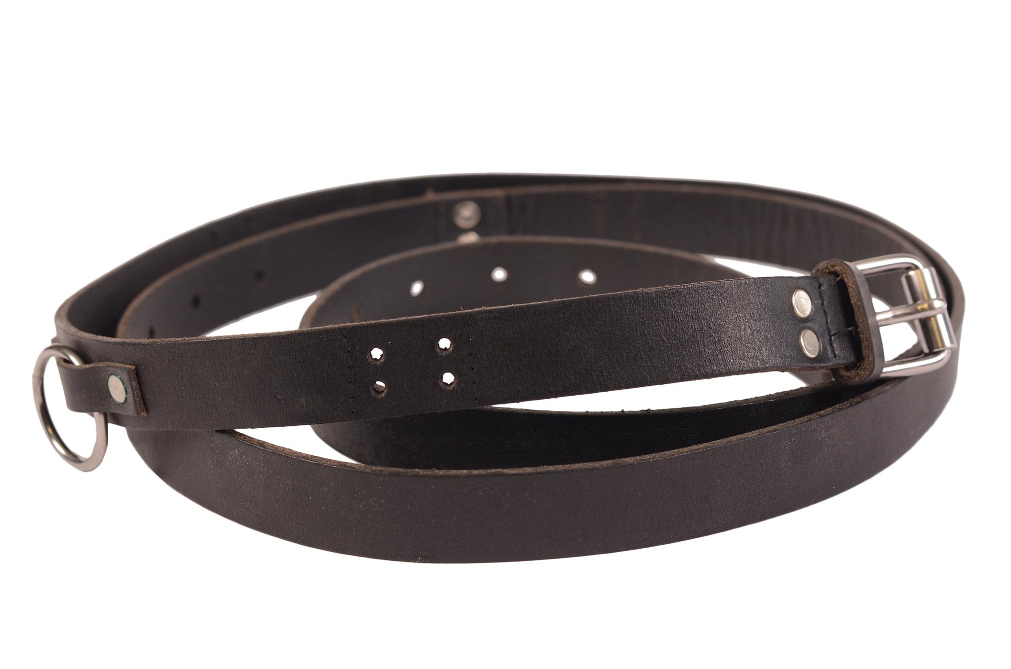 DIRK BIKKEMBERGS Black Leather Thin Long Belt with Tang Buckle Size 54/ 95cm/37"