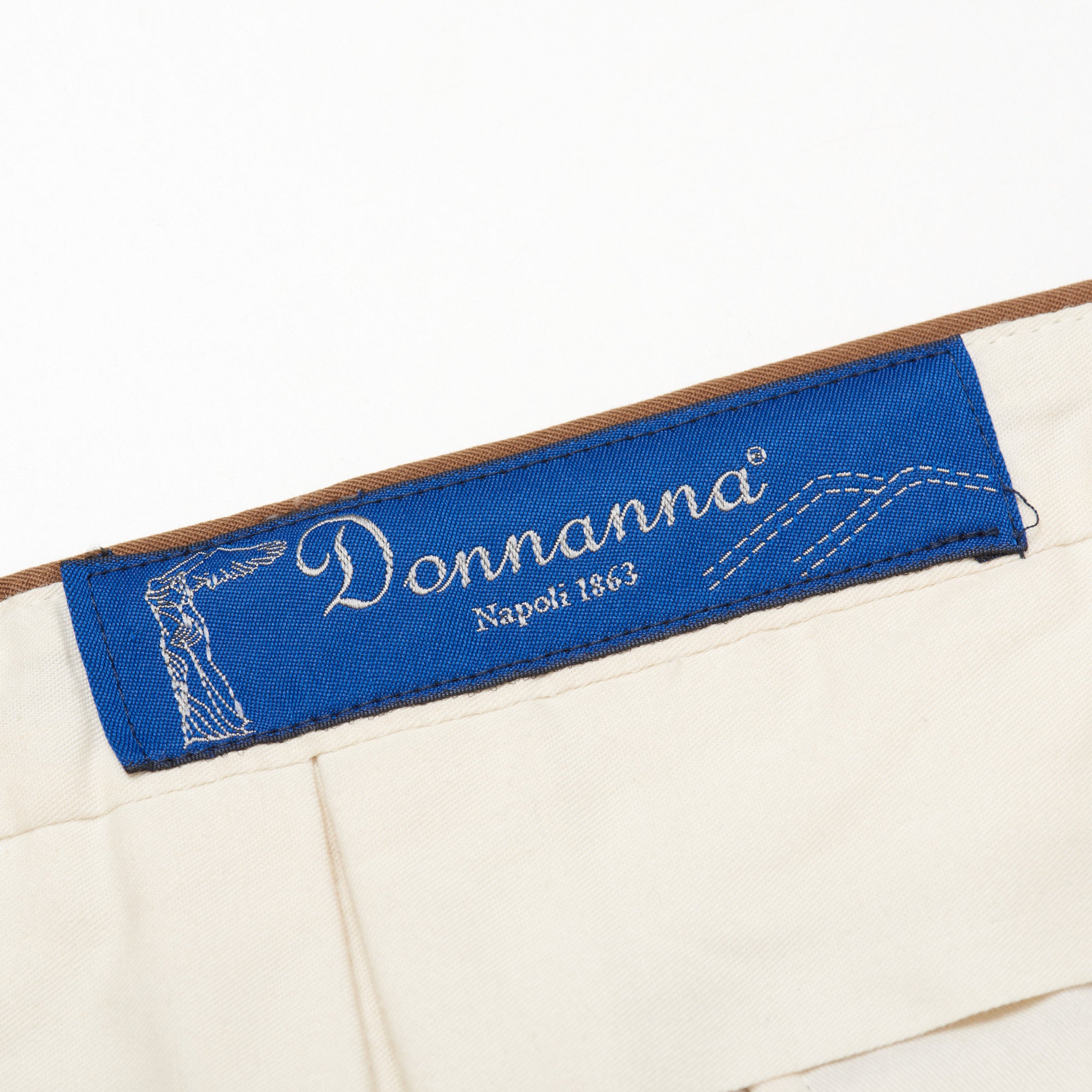 DONNANNA Handmade “Lazio” Brown Twill Cotton Flat Front Dress Pants EU 50 US 34 DONNANNA