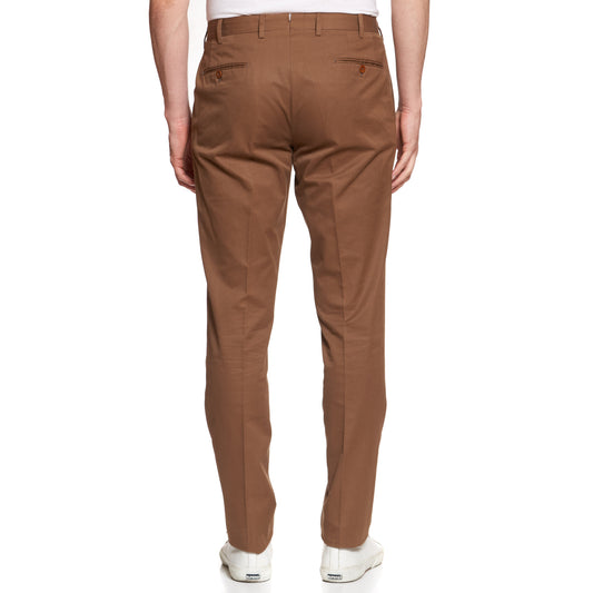 DONNANNA Handmade “Lazio” Brown Twill Cotton Flat Front Dress Pants EU 50 US 34