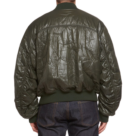 Rare Collector's DRIES VAN NOTEN Green Crinkled Bomber Jacket Size L