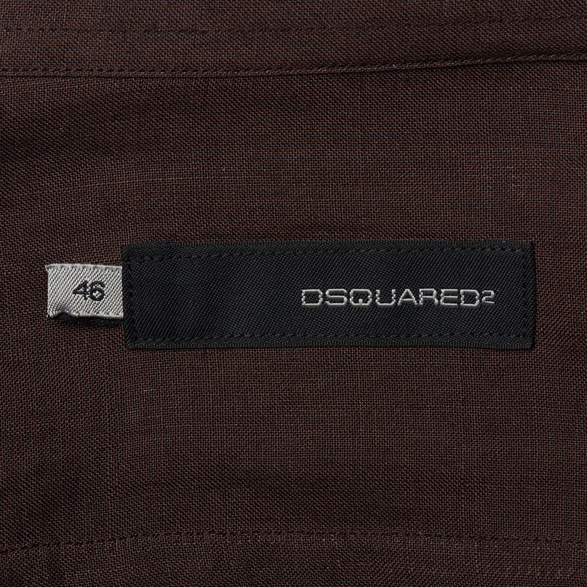 DSQUARED2 Made In Italy Solid Brown Ramie Shirt XS NEW 46 Silm Fit French Cuff