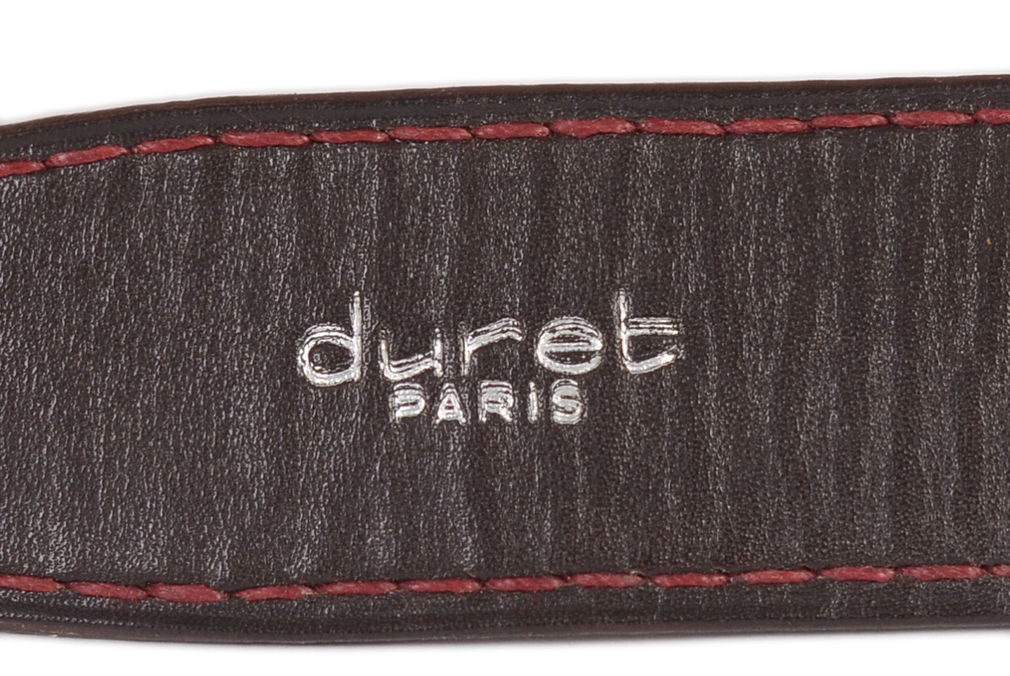 DURET Burgundy Crocodile Leather Belt with Gold-Tone Square Buckle 35" NEW 90cm DURET