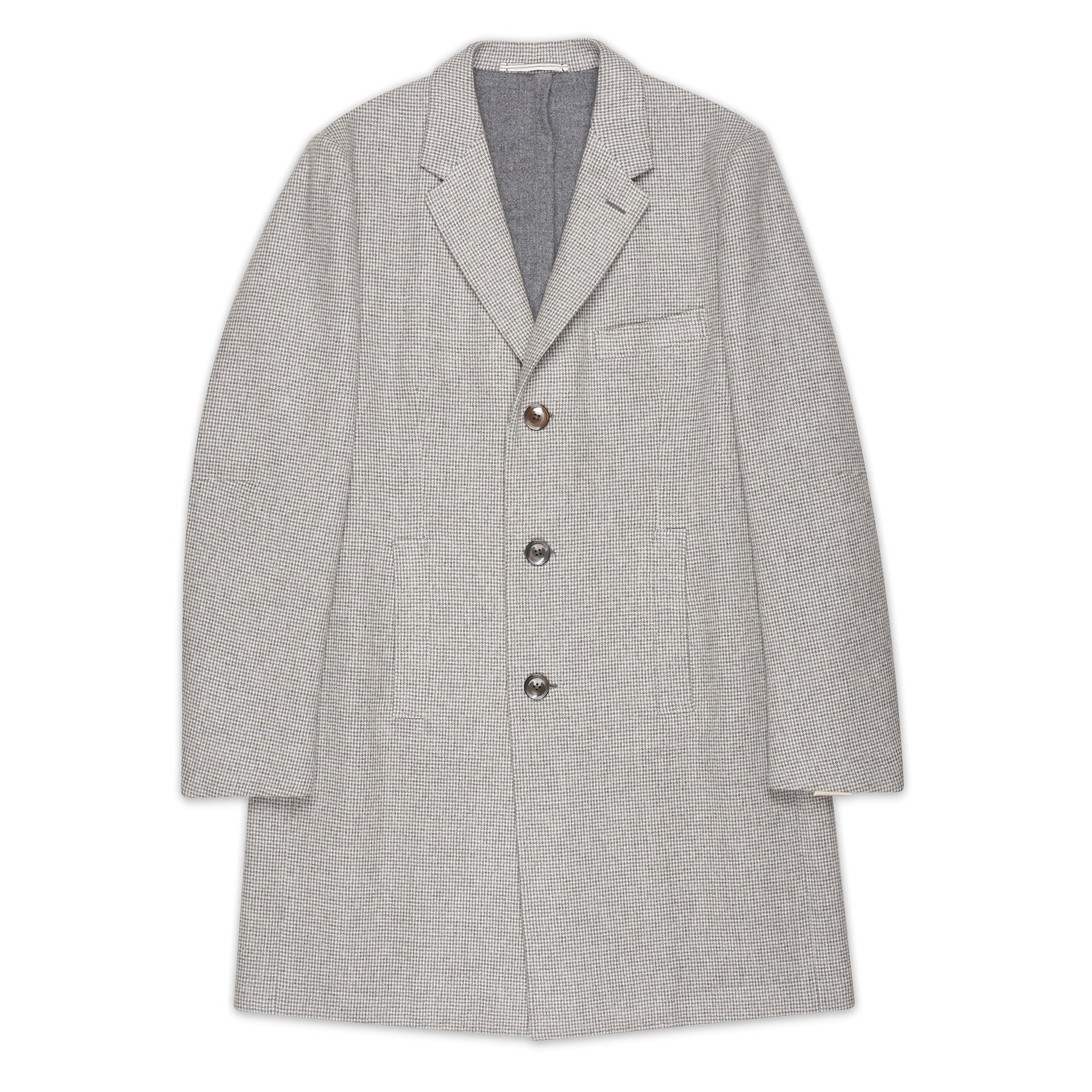 D'AVENZA Handmade Gray Houndstooth Wool Cashmere Coat EU 50 NEW US M ...