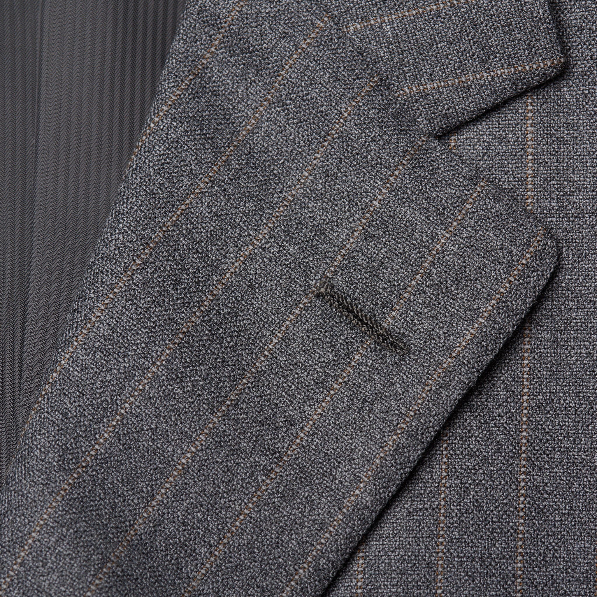 D'AVENZA Roma Handmade Gray Striped Wool Business Suit EU 52 NEW US 42 D'AVENZA