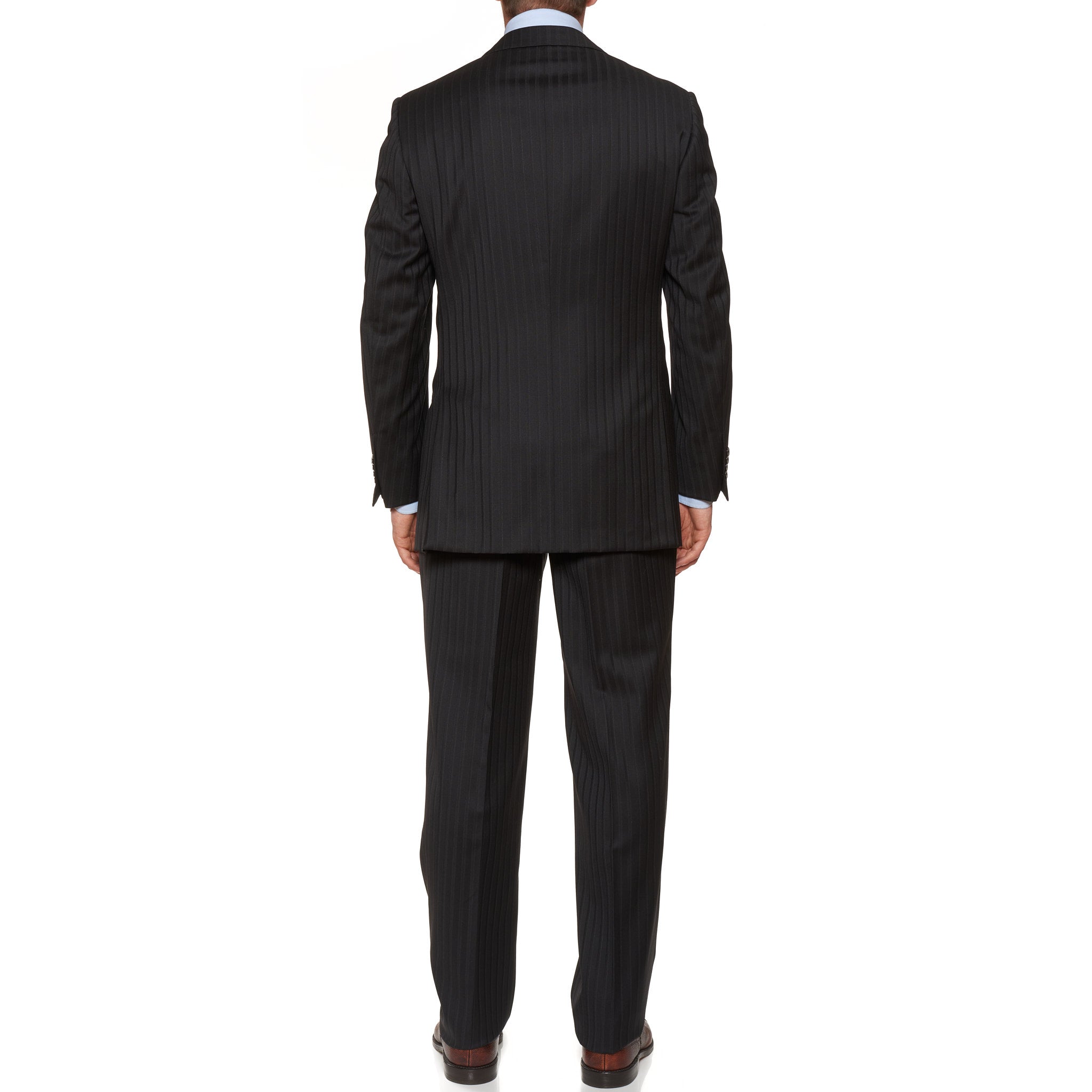 D'AVENZA Roma Handmade Black Striped Wool Suit EU 50 NEW US 40 – SARTORIALE