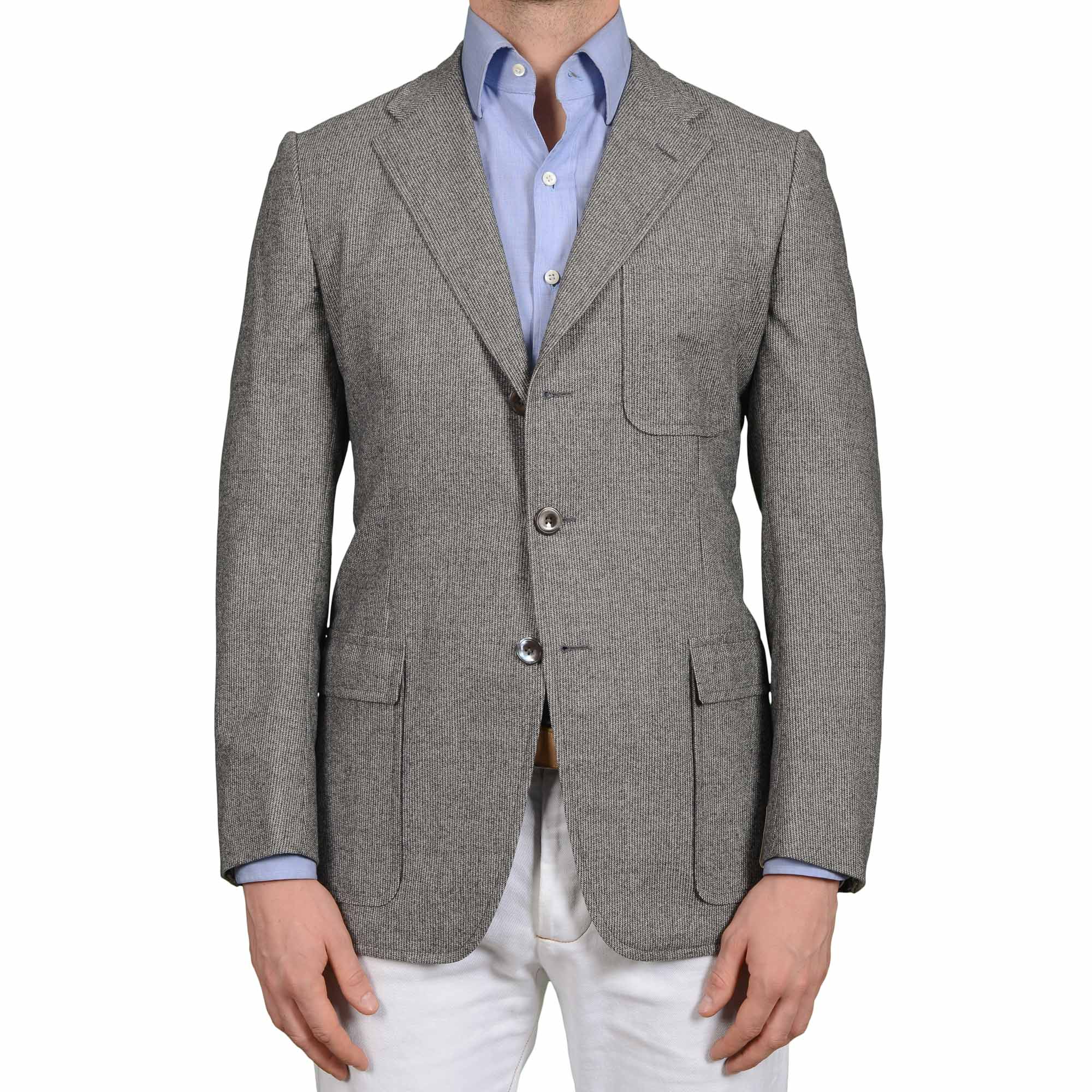 D'AVENZA Roma Handmade Gray Wool Unlined Flannel Jacket Sport Coat 50 NEW US 40 D'AVENZA