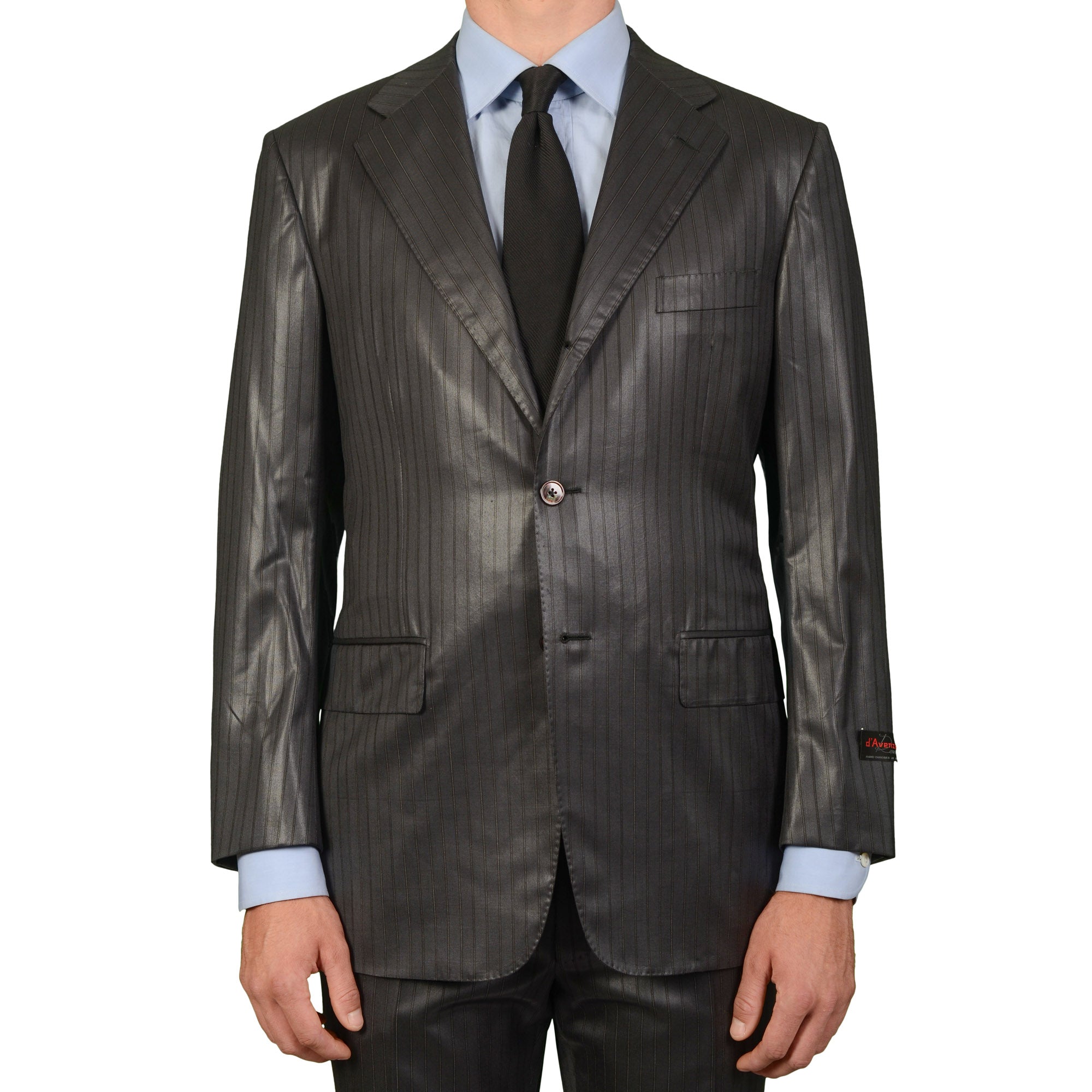 D'AVENZA Roma For MIOZZI Handmade Gray Striped Wool Suit EU 50 NEW US 40 D'AVENZA