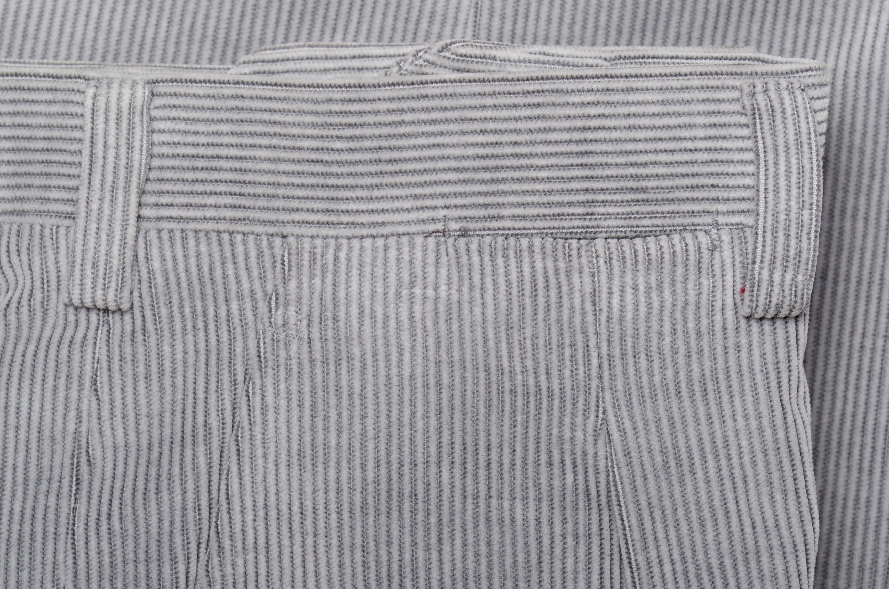 D'AVENZA Roma Gray Cotton-Silk Corduroy SP Pants EU 48 NEW US 32 Classic Fit D'AVENZA