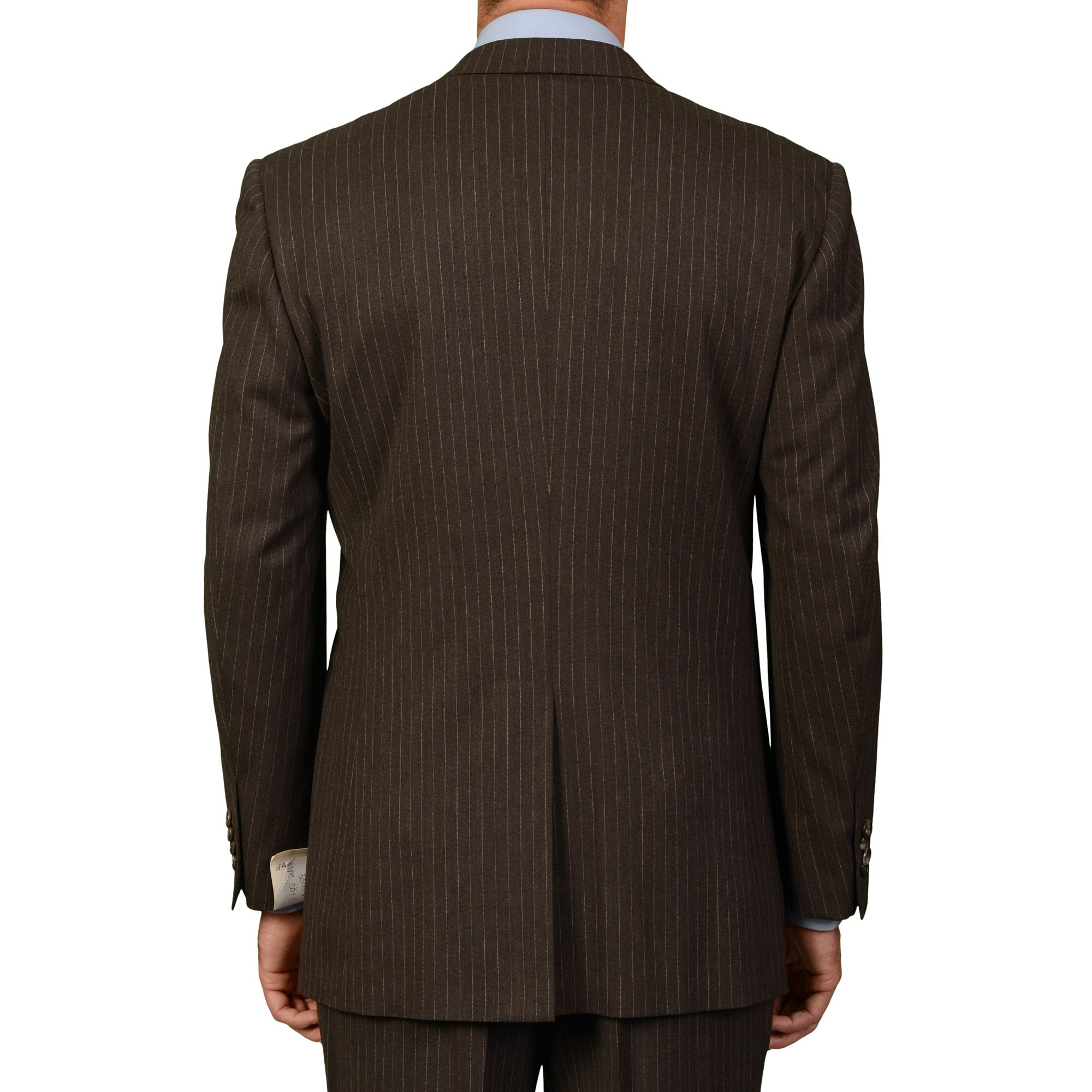 D'AVENZA Roma Handmade Brown Striped Wool DB Suit EU 50 NEW US 40