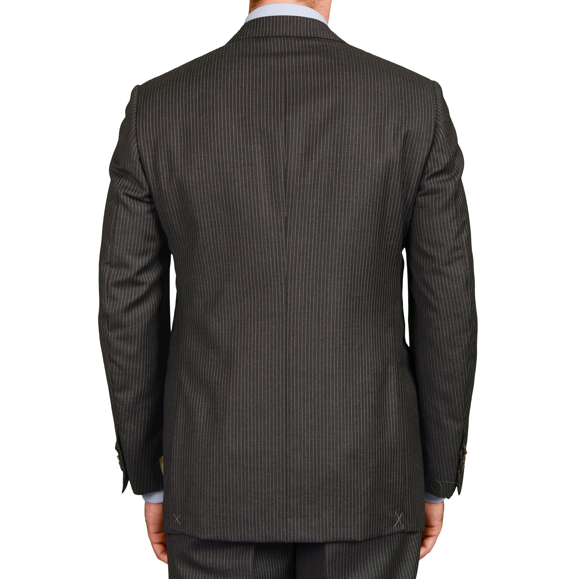 D'AVENZA Roma Handmade Dark Gray Striped Wool Flannel Suit EU 50 NEW US 40 D'AVENZA