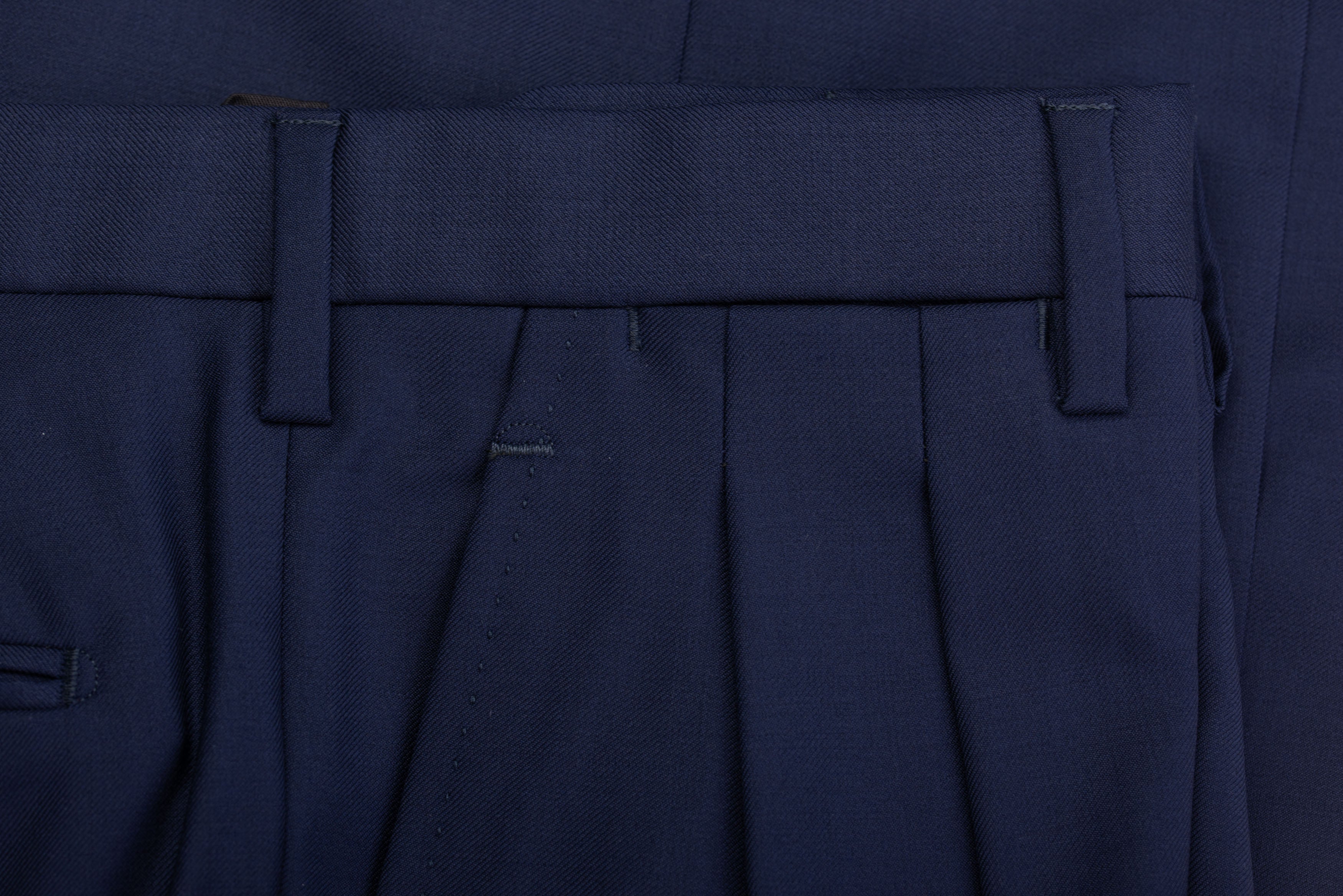 D'AVENZA Roma Handmade Indigo Blue Wool DP Dress Pants 62 NEW US 46 Classic Fit D'AVENZA