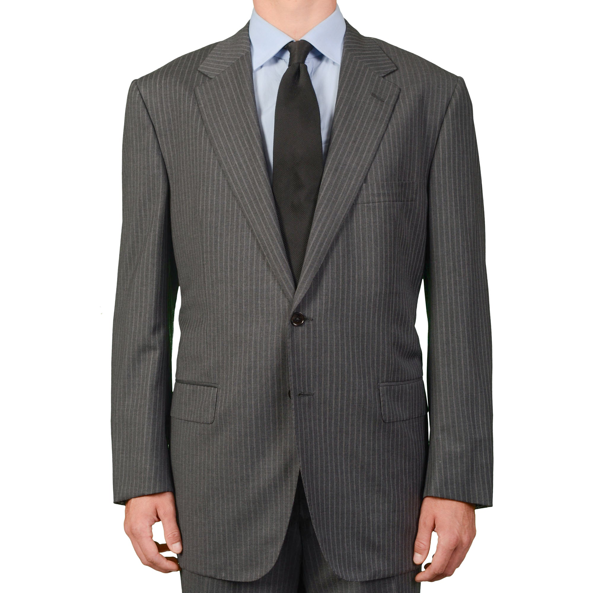 D'AVENZA for ACCADEMYA Handmade Gray Striped Wool Suit EU 60 NEW US 50 D'AVENZA